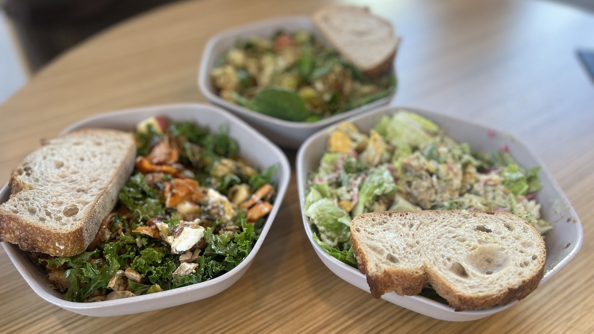 Chicken Pesto Parm, Autumn Harvest Bowl  and Chicken Avocado Ranch from Sweetgreen