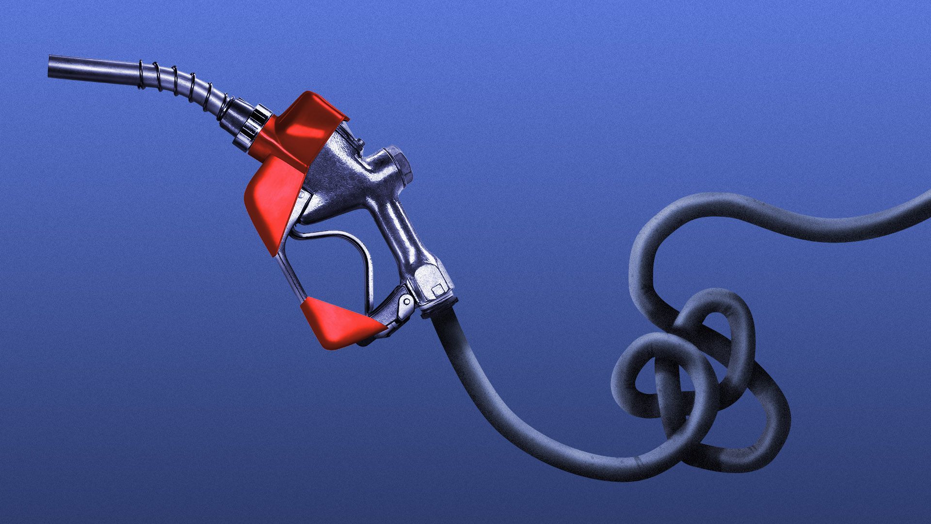 Illustration of a gas pump with a knot in the hose