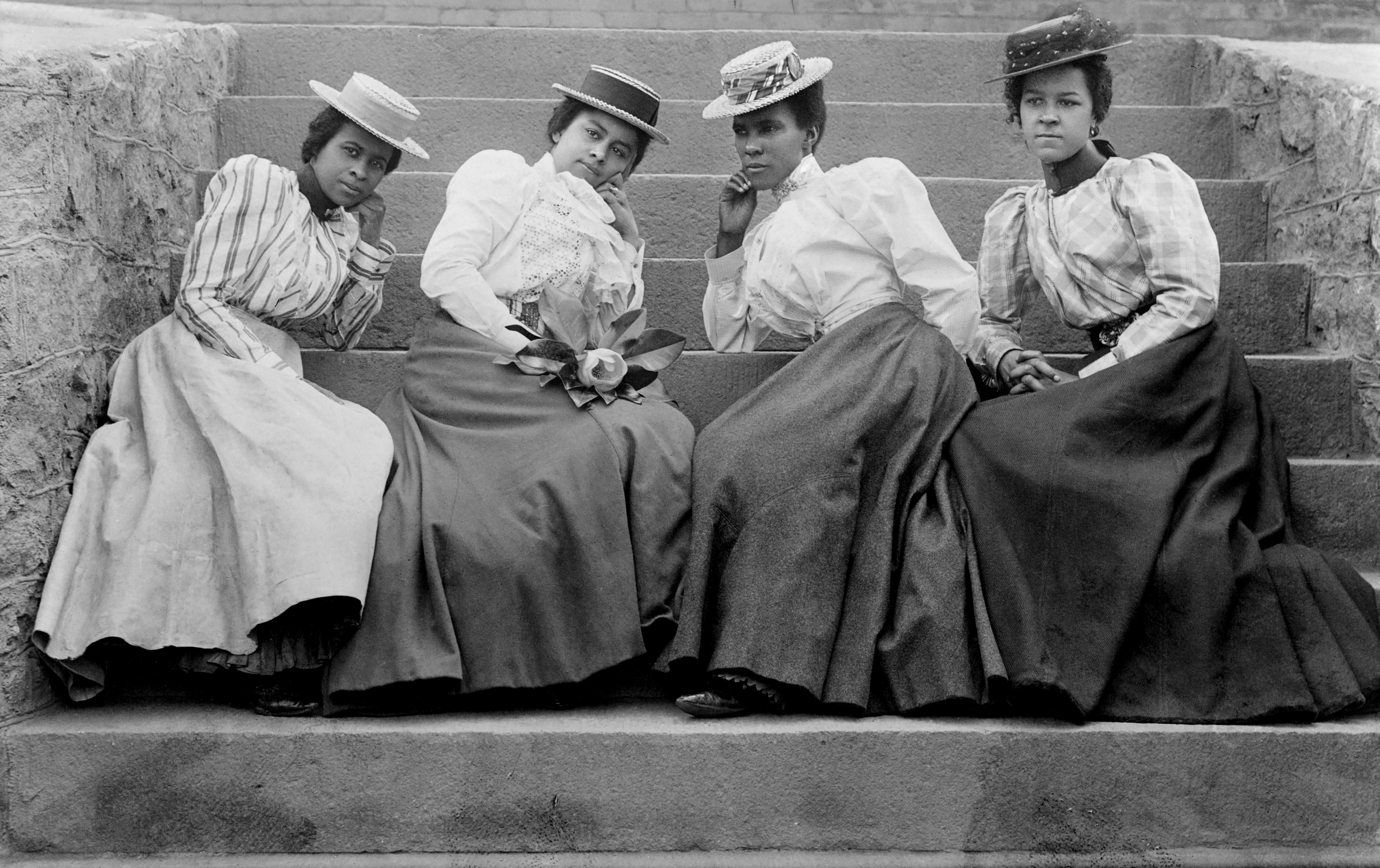 Four African American Women Sitting on Steps of Atlanta University, Atlanta, Georgia, USA, Thomas E Askew, WEB DuBois collection, 1900. (Photo by: Universal History Archive/Universal Images Group via Getty Images)