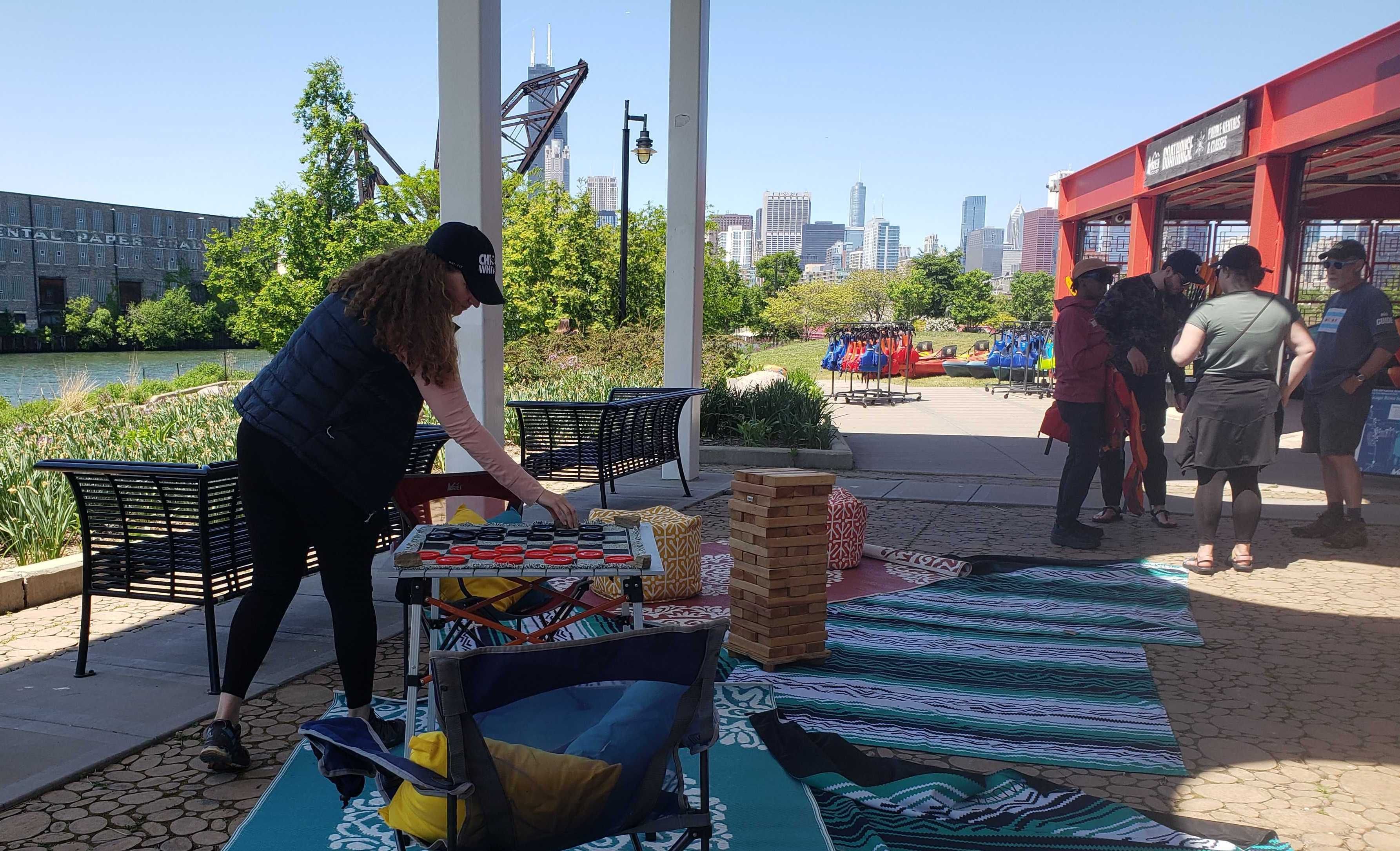 People at a boat launch