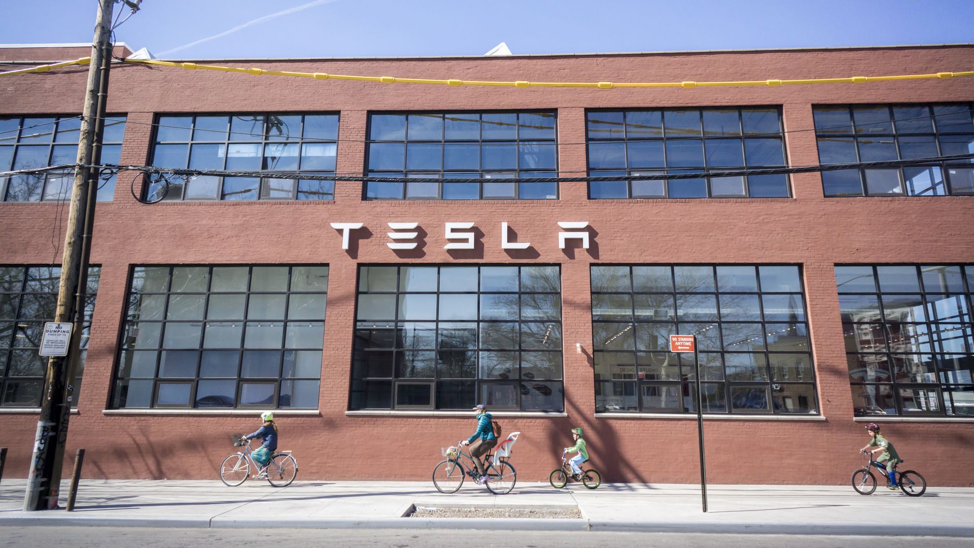 The new Tesla Motors showroom and service center in the Red Hook neighborhood of Brooklyn, New York.