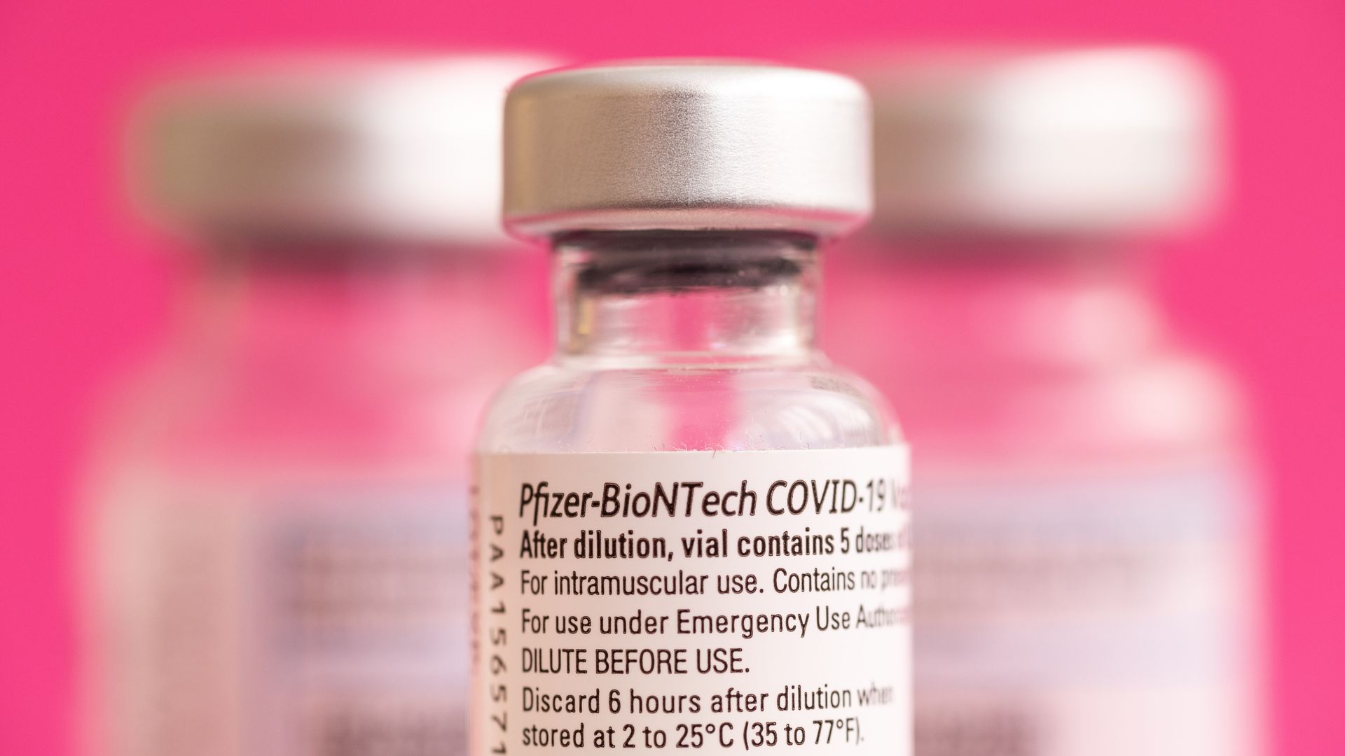 Picture of a vial of the Pfizer coronavirus vaccine