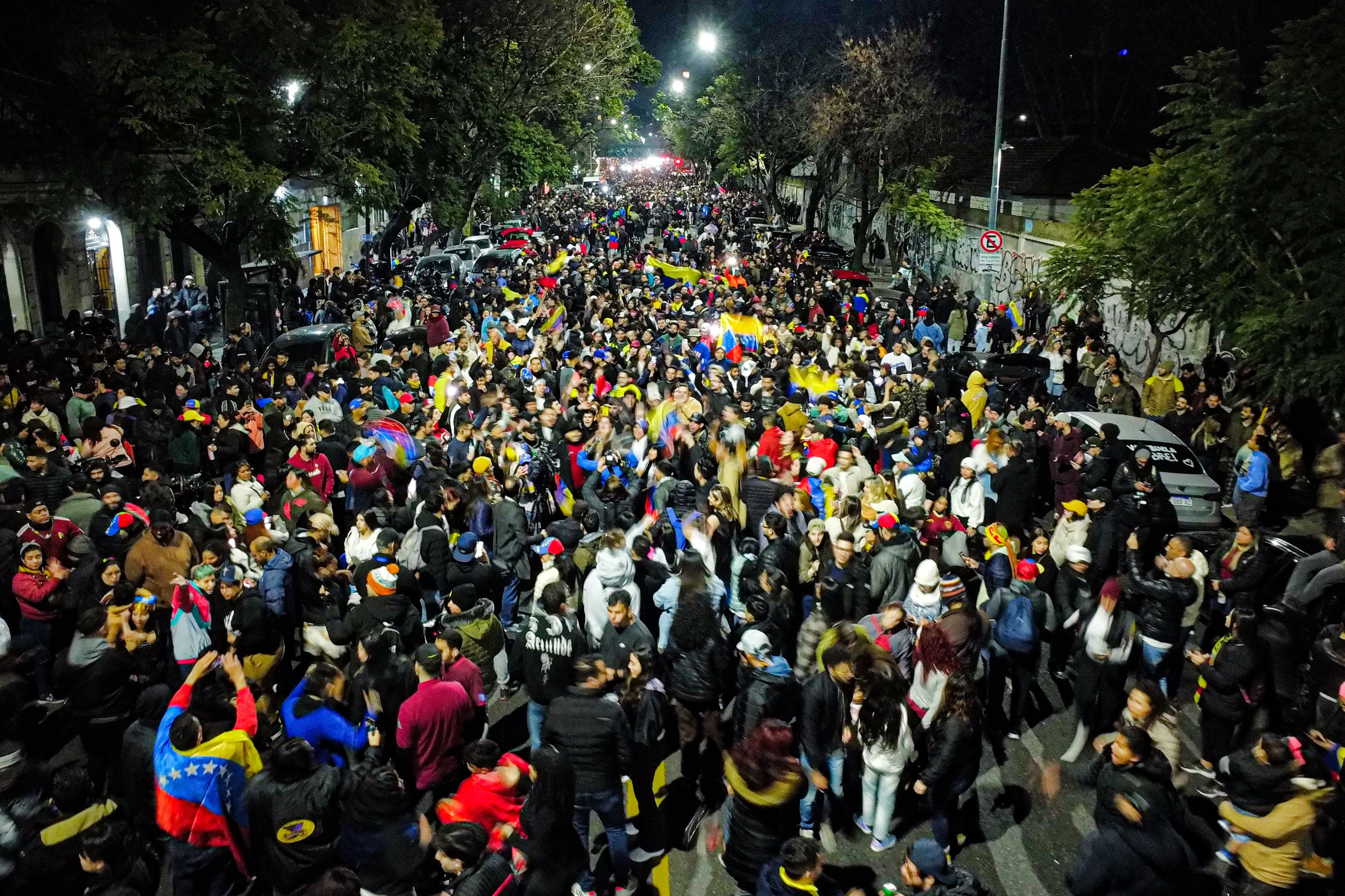 Venezuelan exiles and residents in Argentina have taken to the streets in protest, after celebrating a peaceful vote, accusing the recent elections in Venezuela of being rigged, in Buenos Aires, Argentina on July 29, 2024.