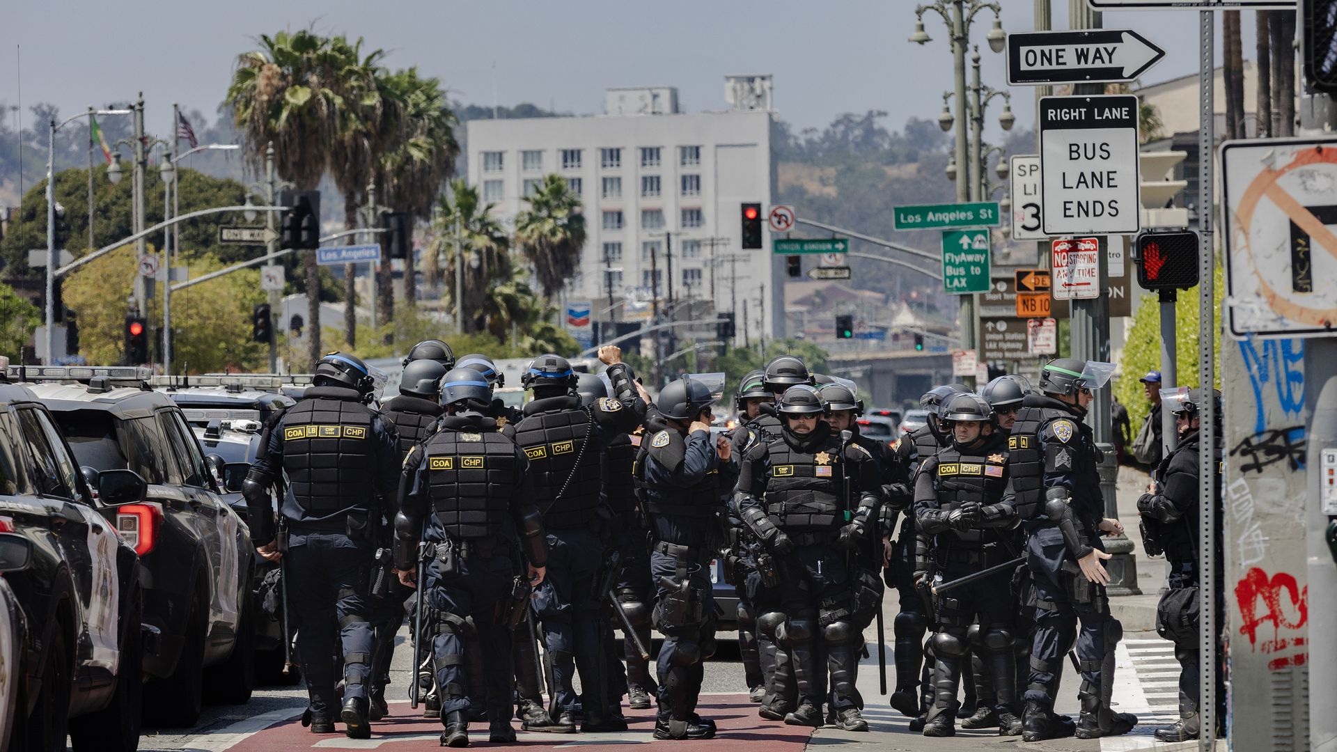 Law enforcement seen on an LA street 