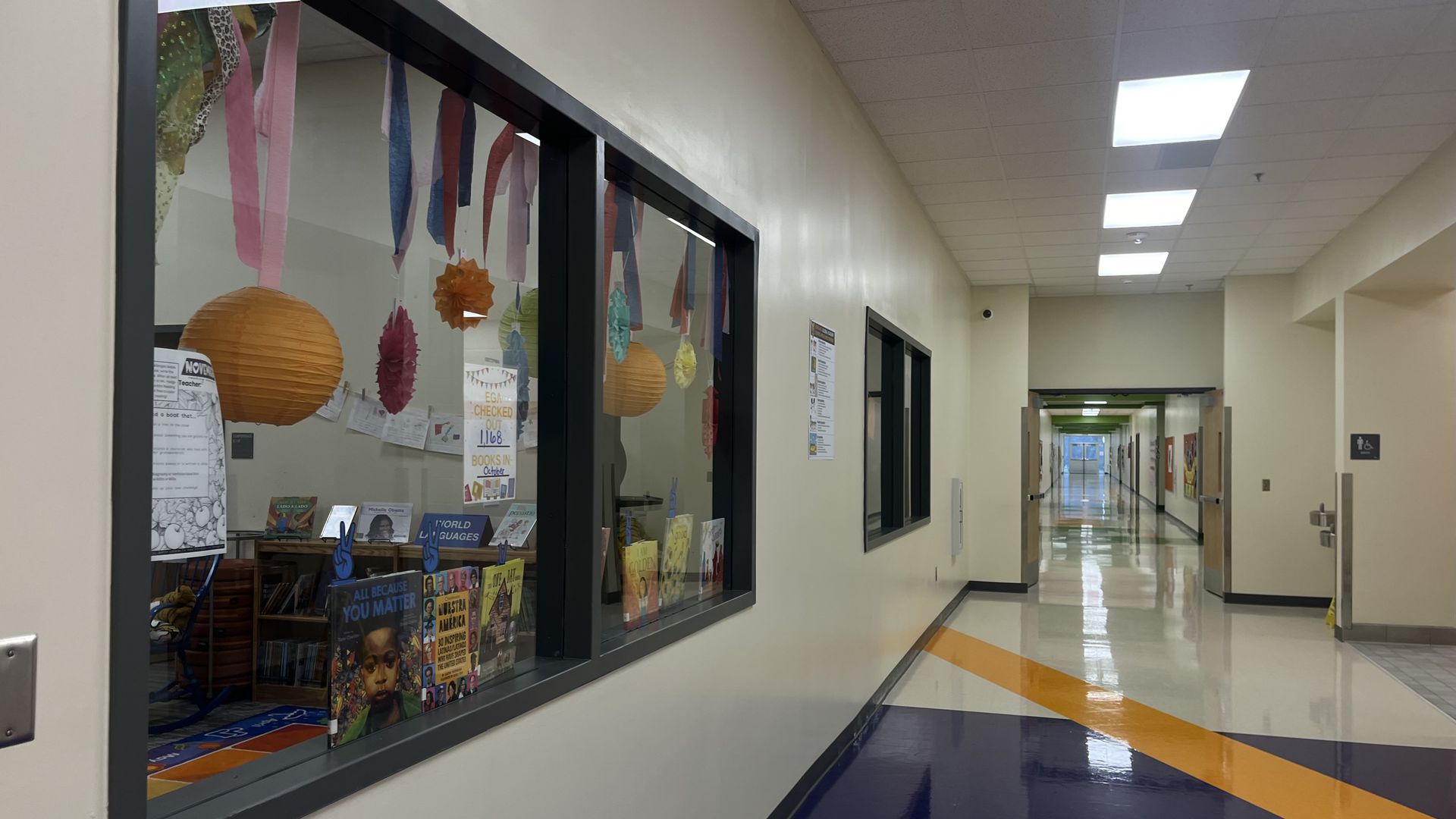Empty school hallway