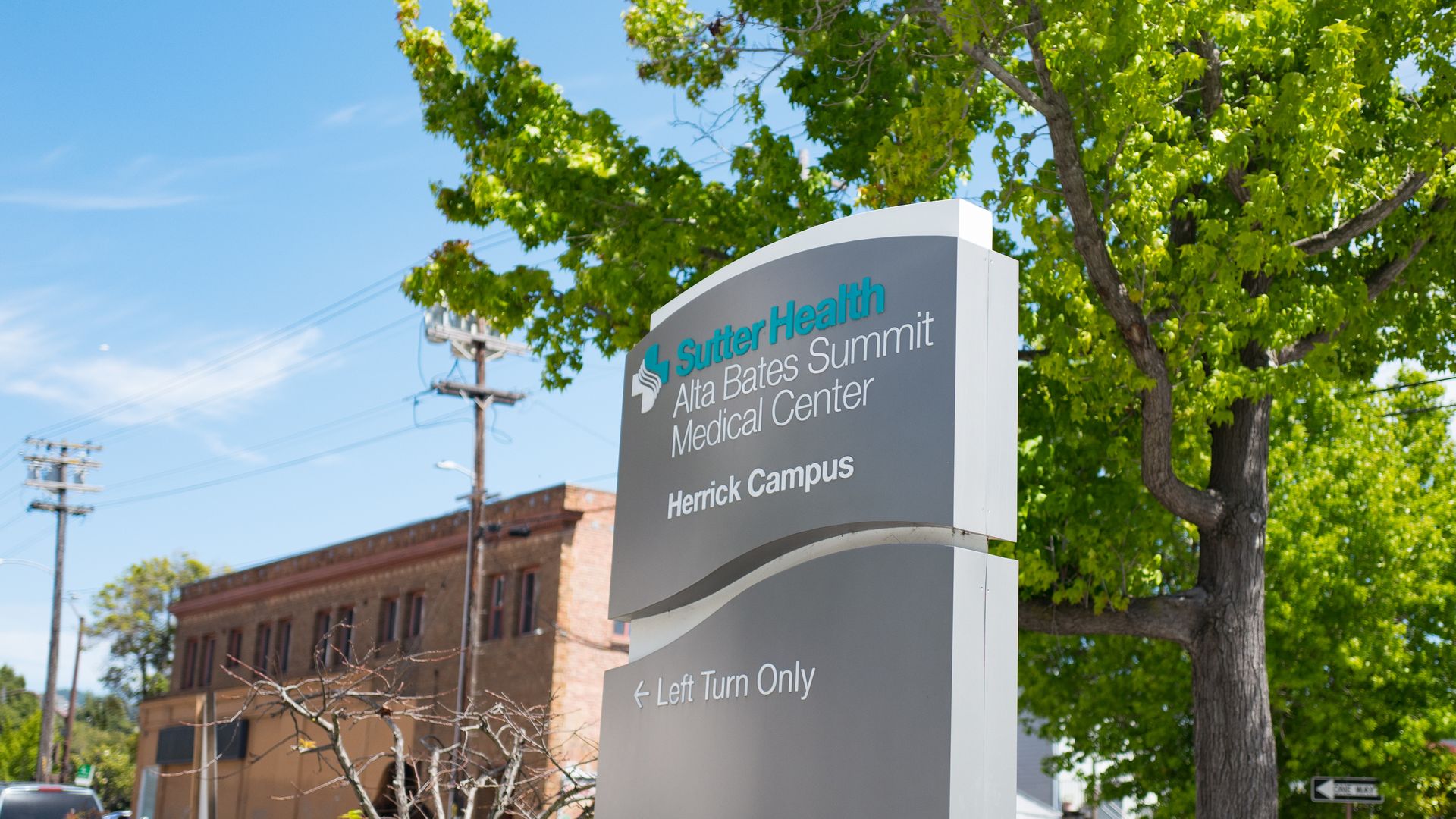 A sign outside of a hospital owned by Sutter Health.