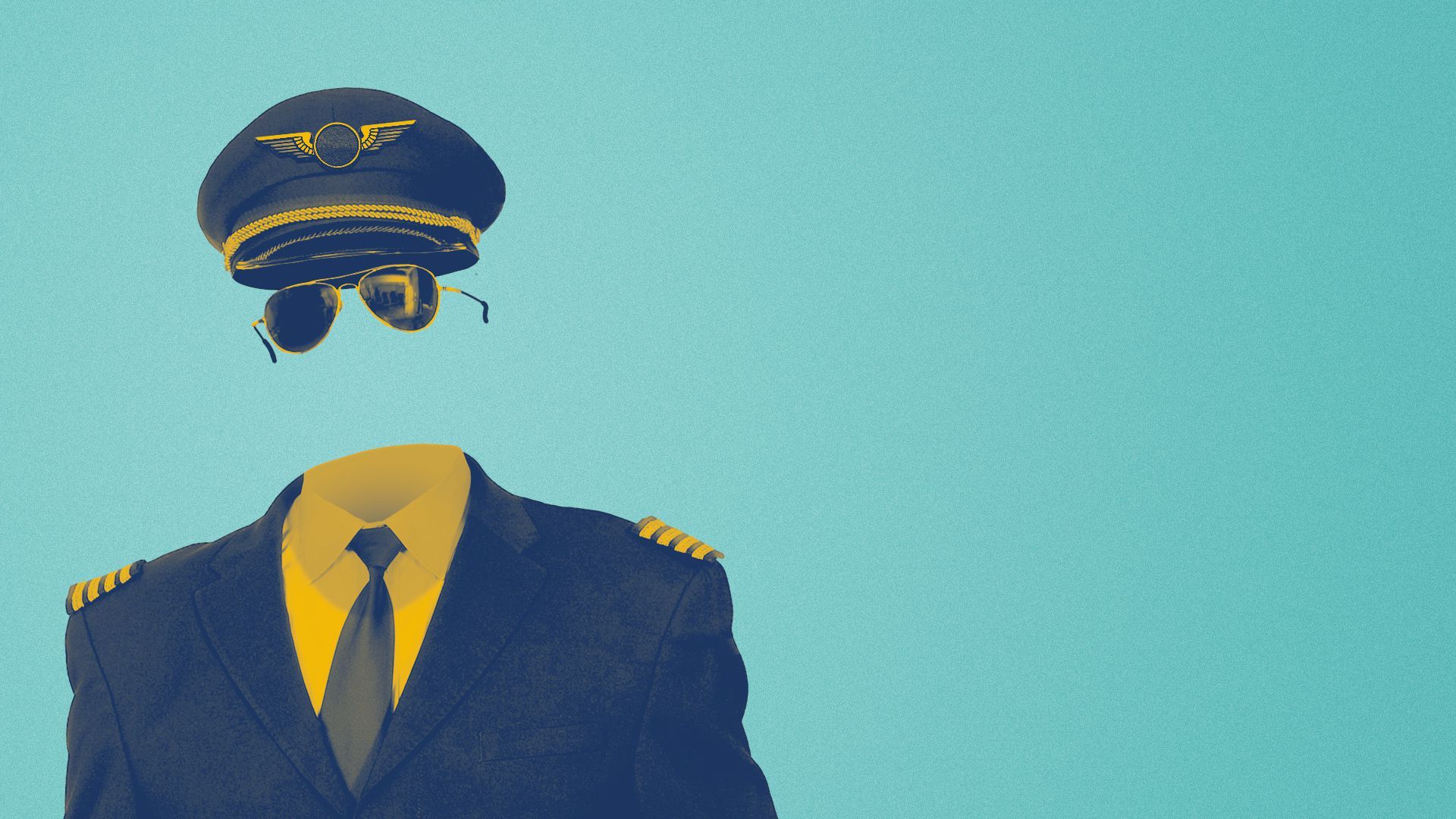 Illustration of a pilot uniform standing with no pilot inside it.