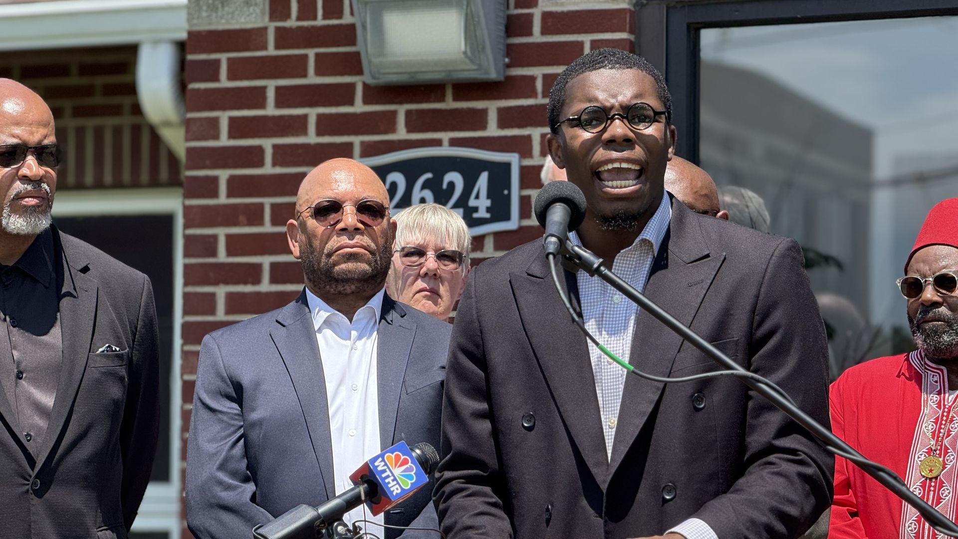 Rev. Jarrod Hubbard of Mt. Pisgah Baptist Church speaks in Indianapolis. Photo: Courtesy of Jarrod Hubbard 