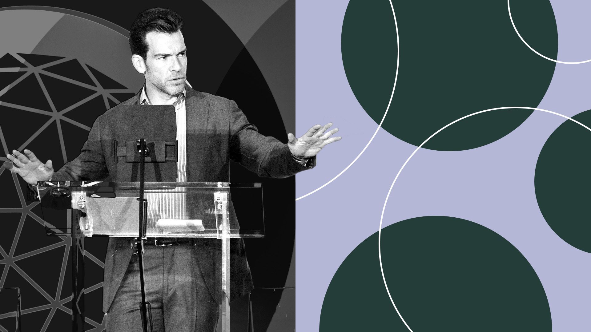 a illustration of brendan wallace of fifth wall surrounded by colorful circles