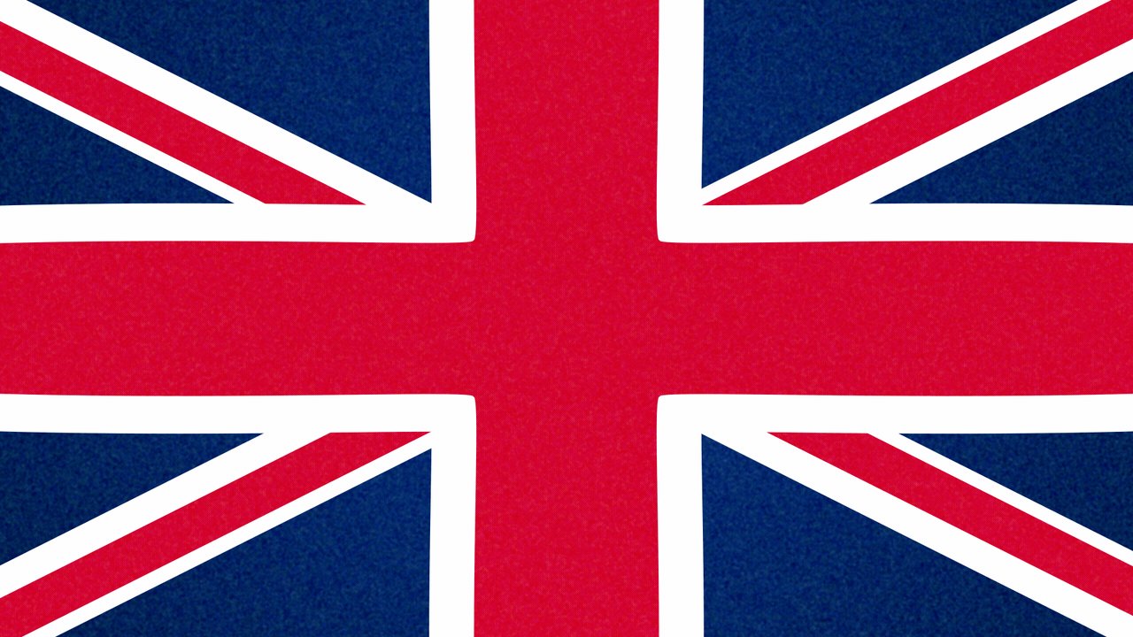 Animated illustration of the British flag, with the crosses changing into a sparkle shape and four exclamation points.