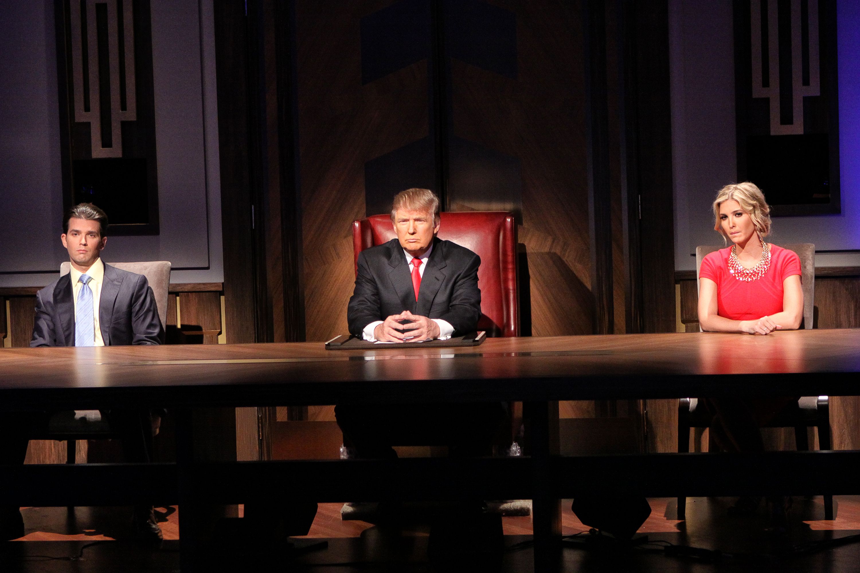 Donald Trump, Donald Trump Jr. and Ivanka Trump during a season finale of "The Celebrity Apprentice" in 2010.