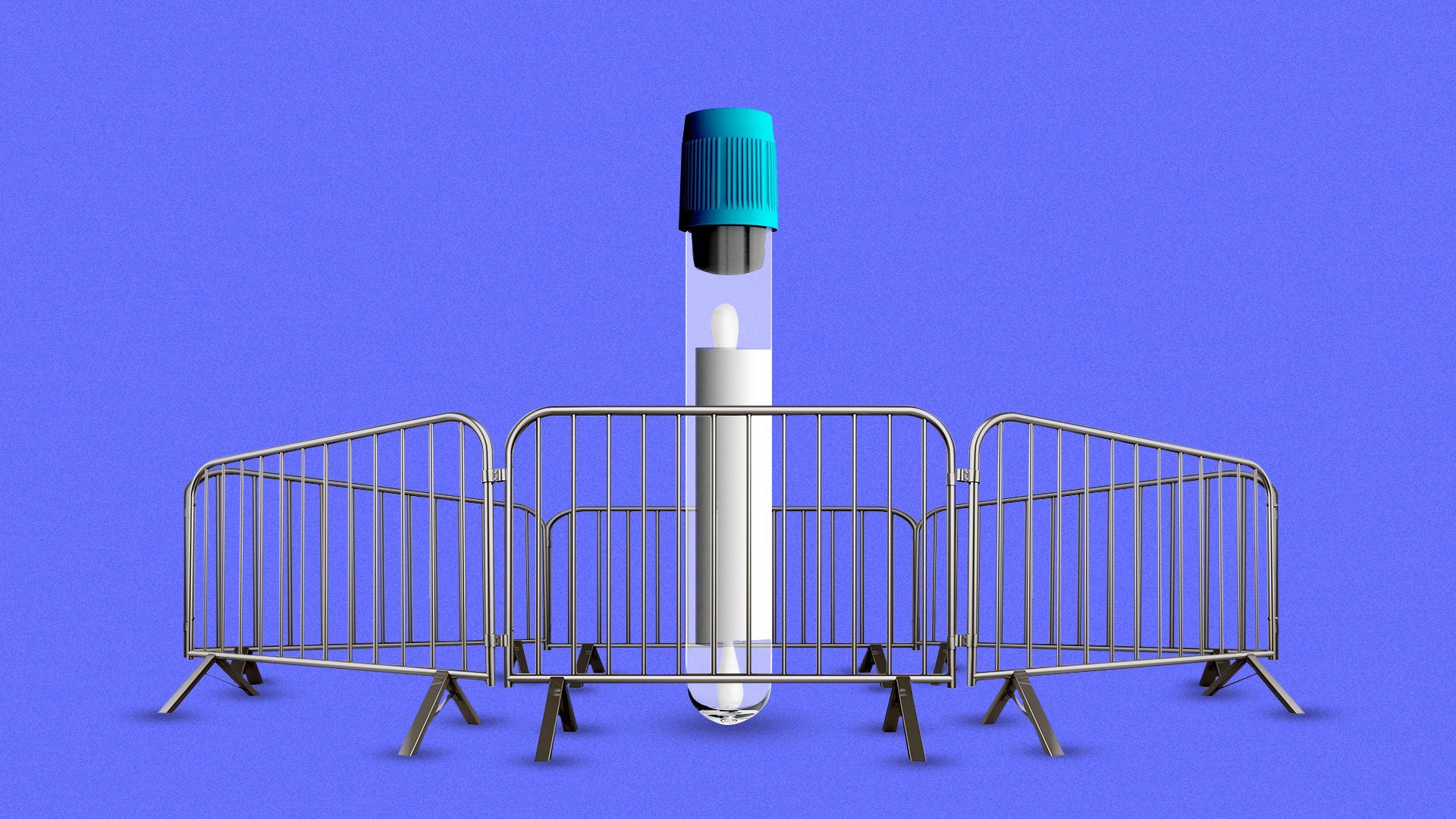 Illustration of a test tube surrounded by metal barriers.