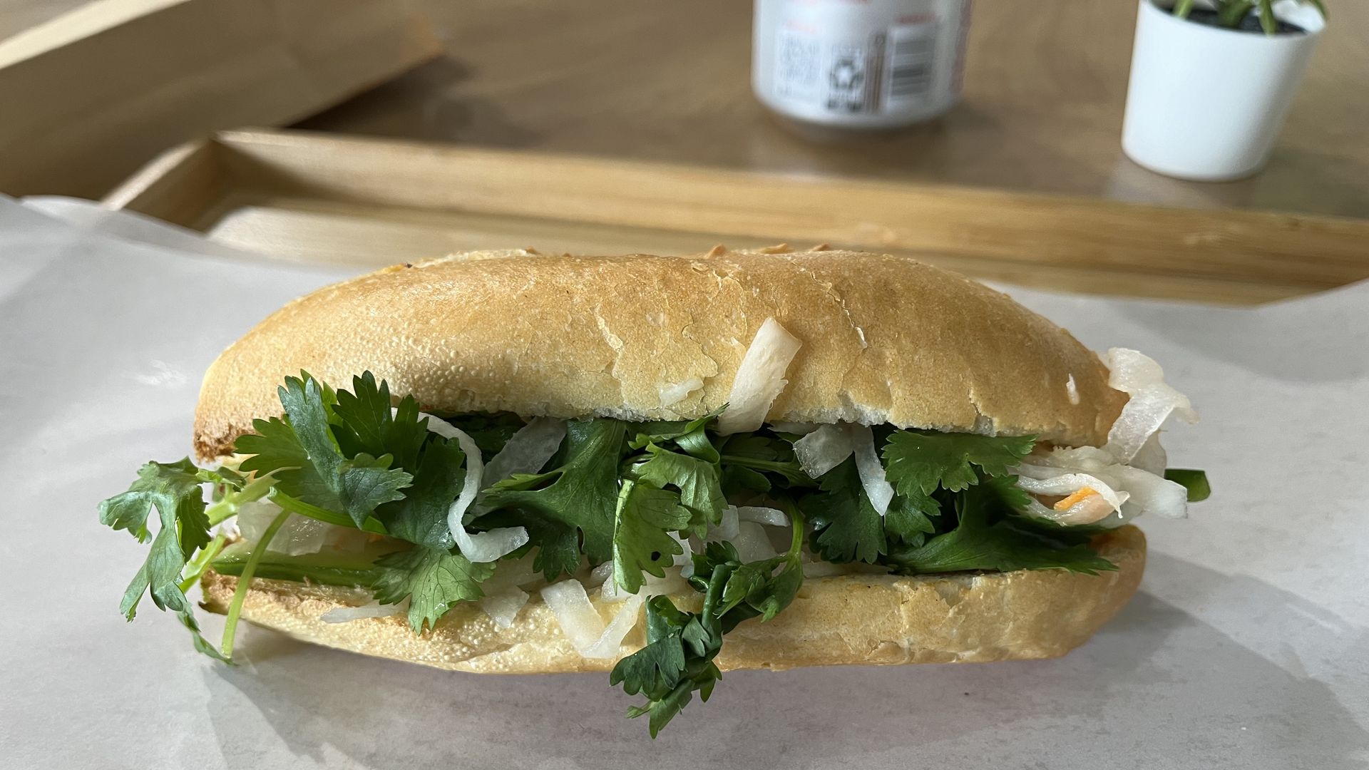 88 Banh Mi and Bowl's mini shredded chicken banh mi.