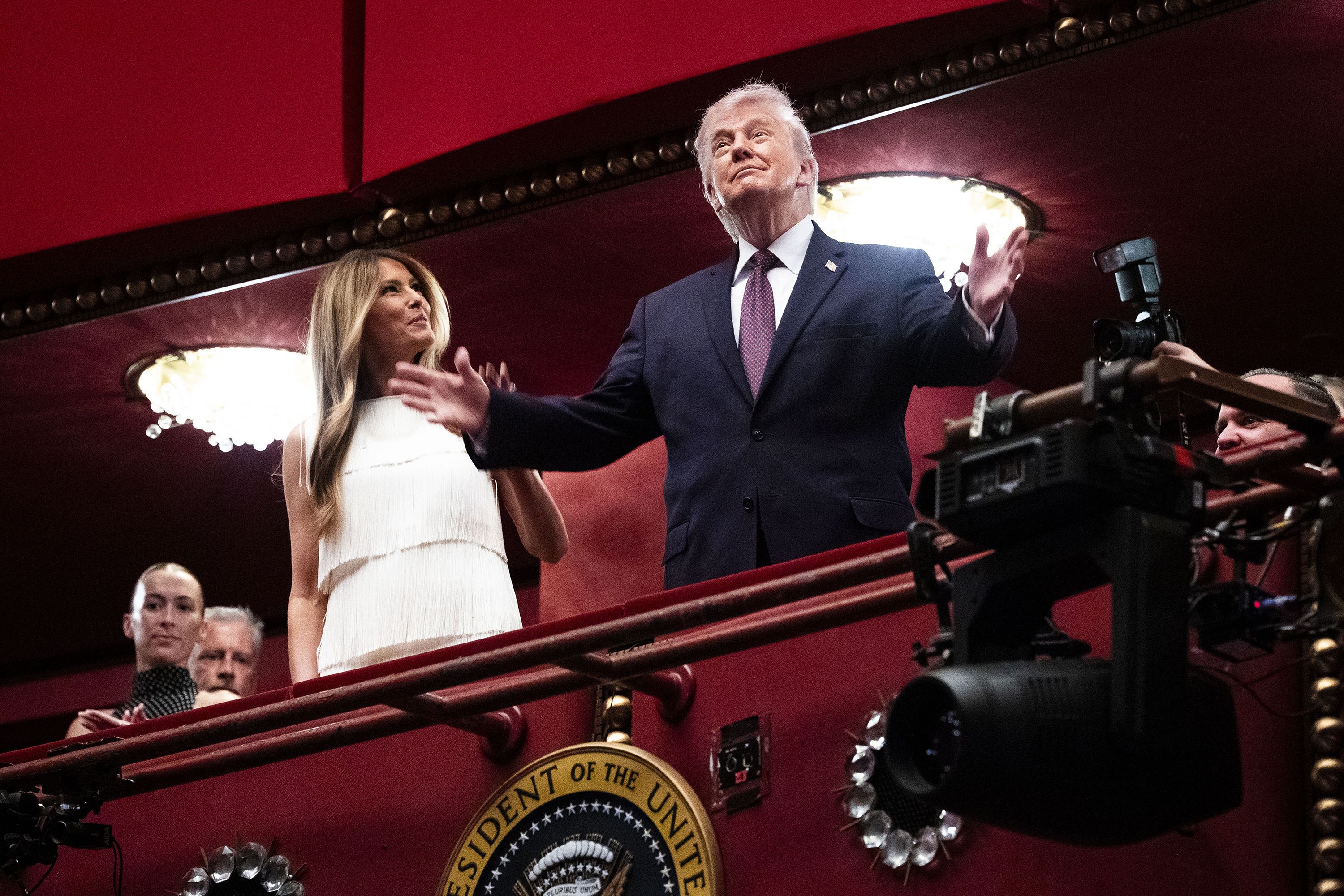 President Trump and First Lady Melania Trump attend the opening performance of "Chicago" at the Kennedy Center last night.