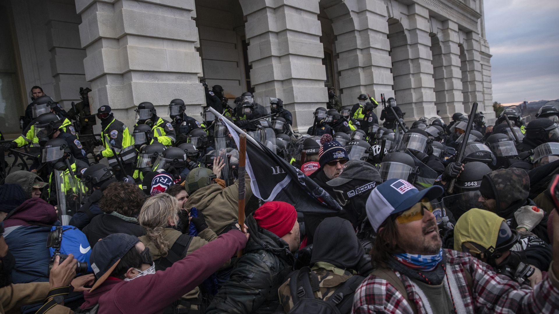 protestors clash with police at the capitol