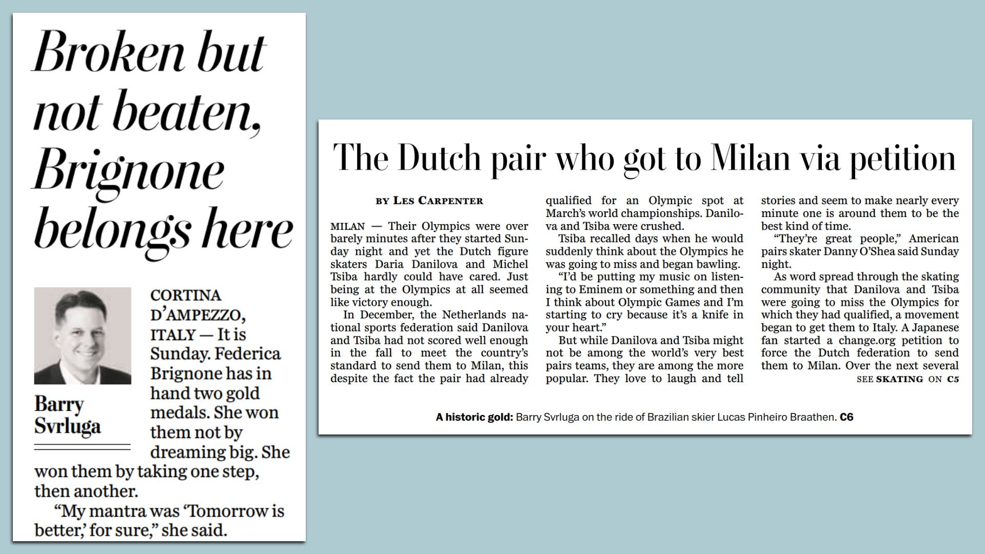 Two laid-off Post writers grace today's Sports front.