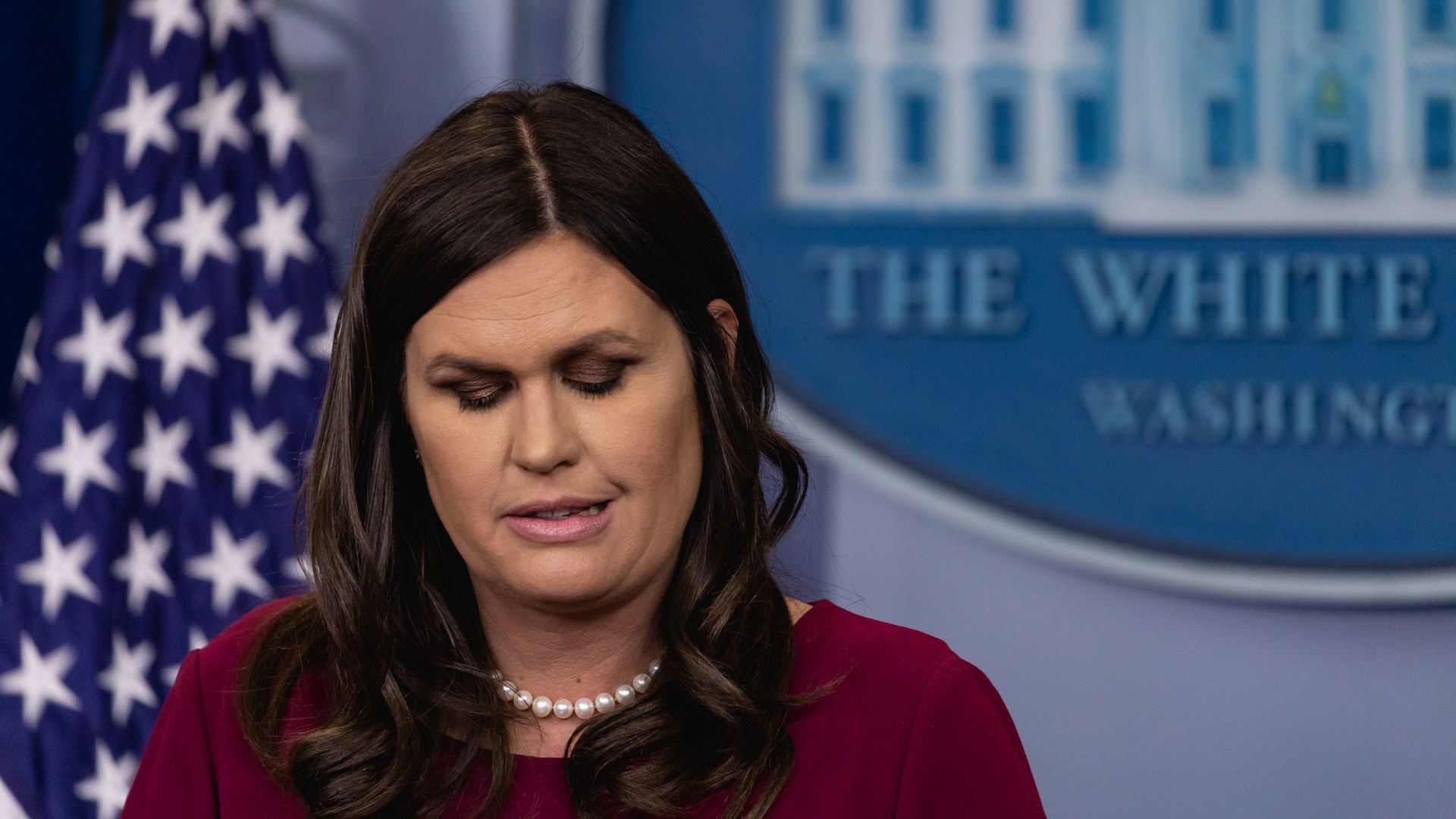 Sarah Sanders delivers the White House press briefing.