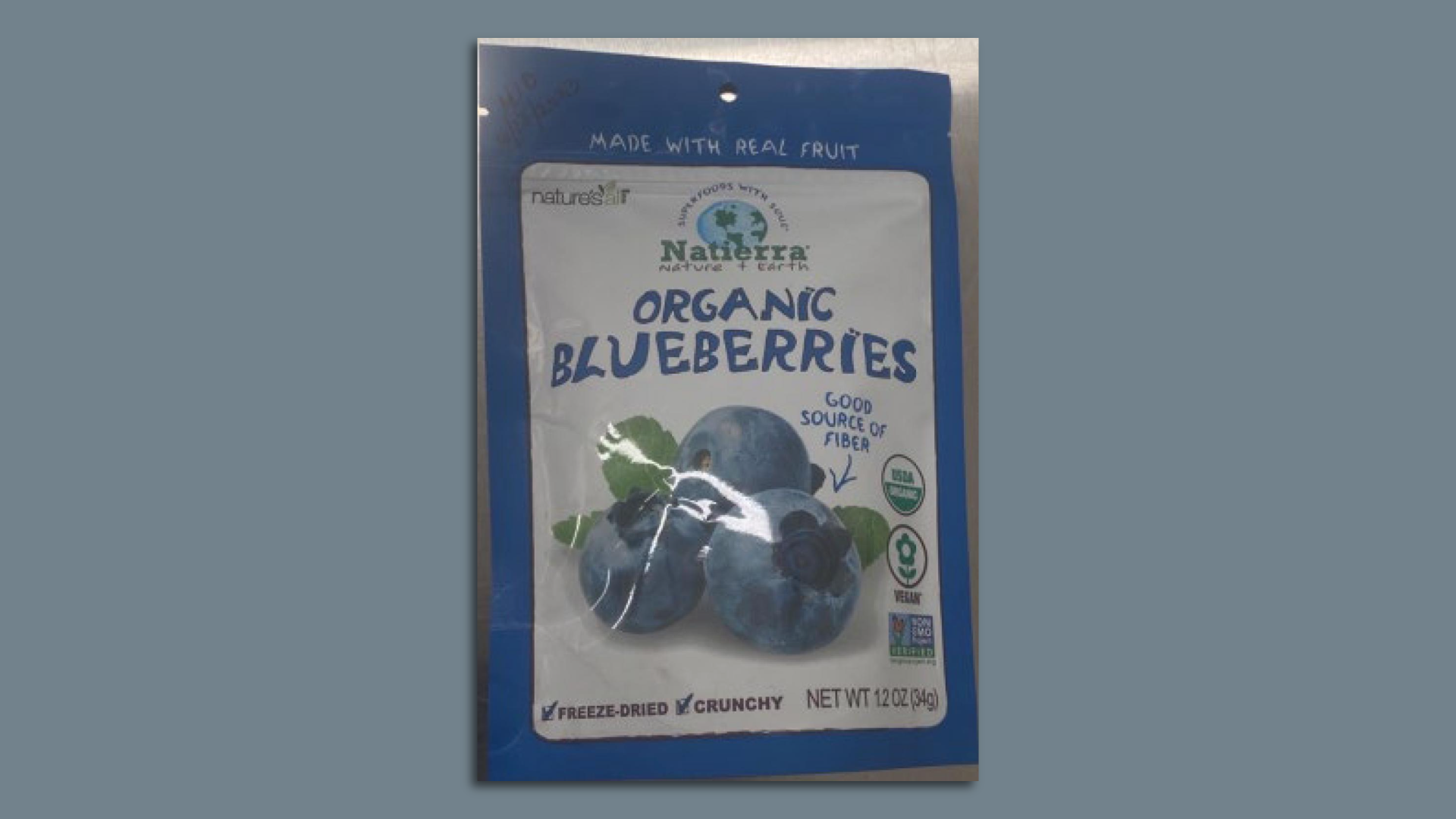 Pouch of Natierra organic blueberries