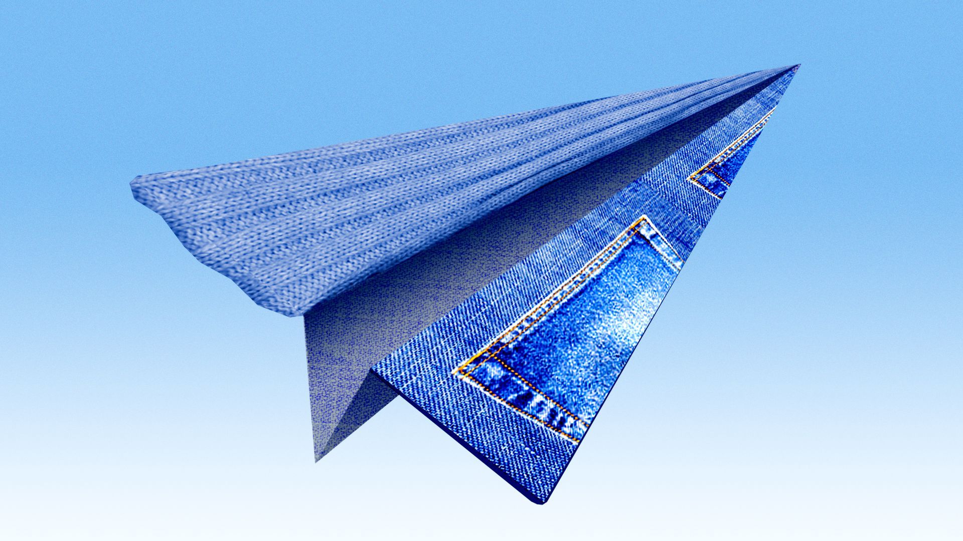 Illustration of a paper airplane made from clothing