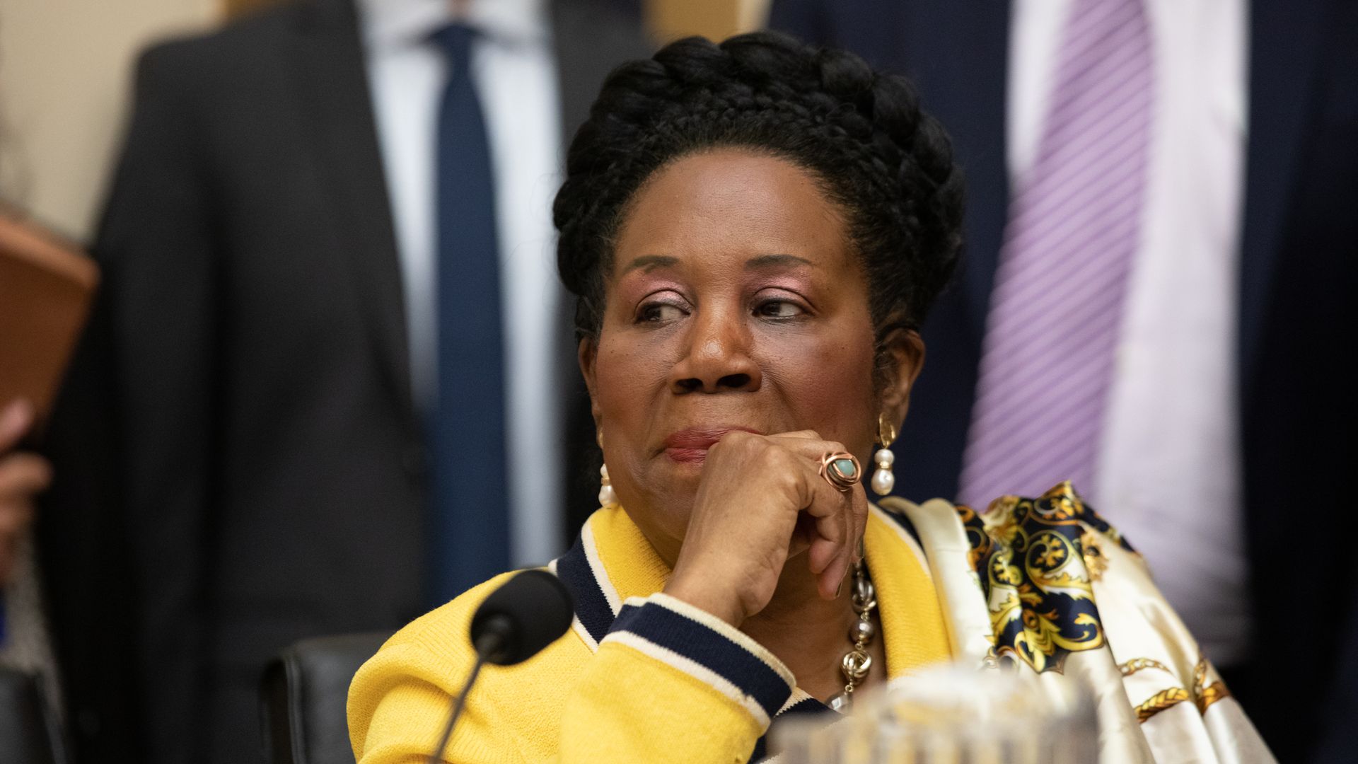 Rep. Sheila Jackson Lee listens during a hearing about reparations for the descendants of enslaved people for a House Judiciary subcommittee in Washington, D.C.