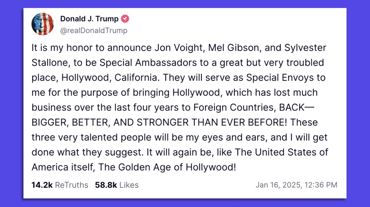 Trump post on Truth Social