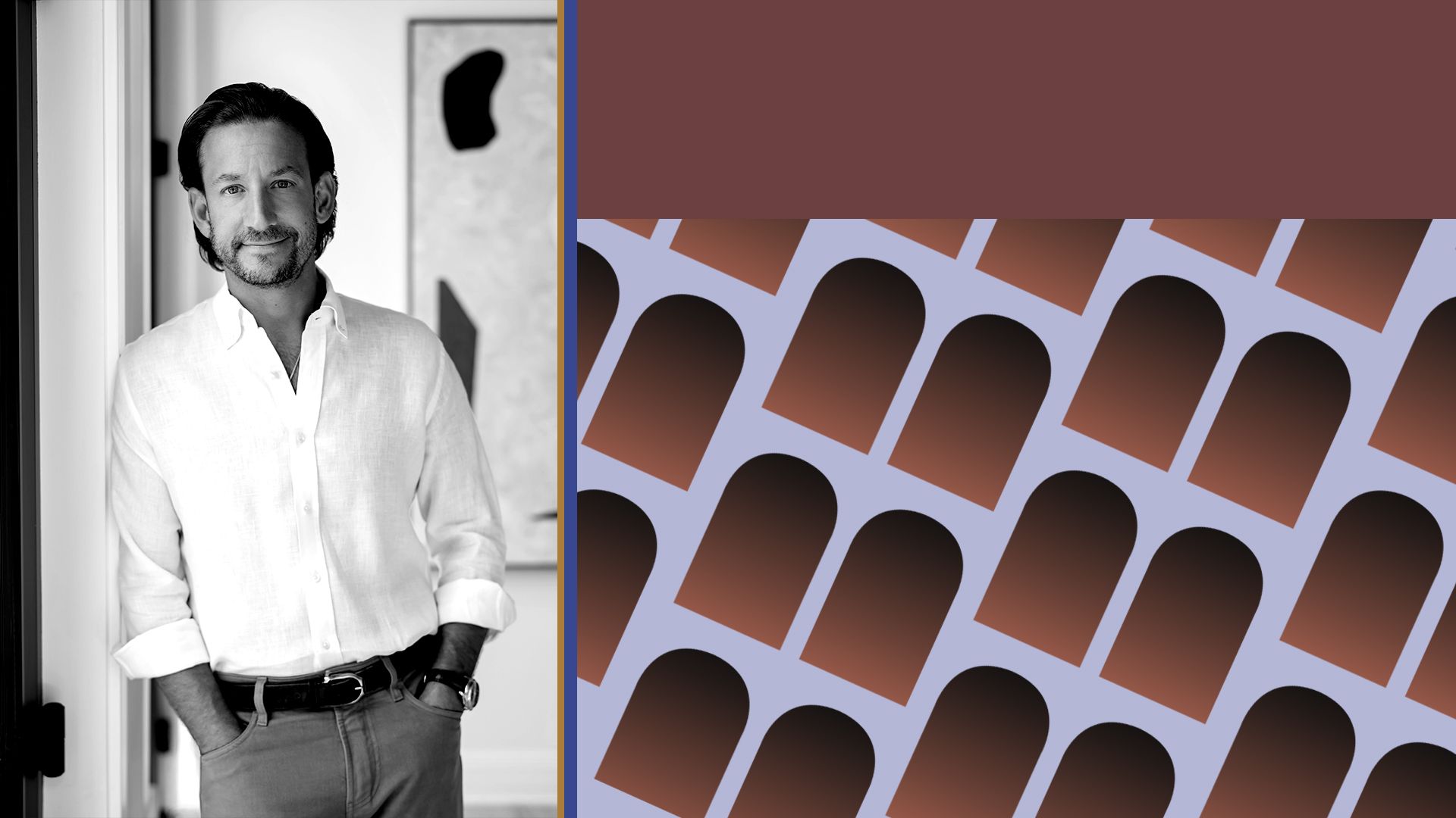 Photo illustration of James Harris collaged with the Breezy logo.