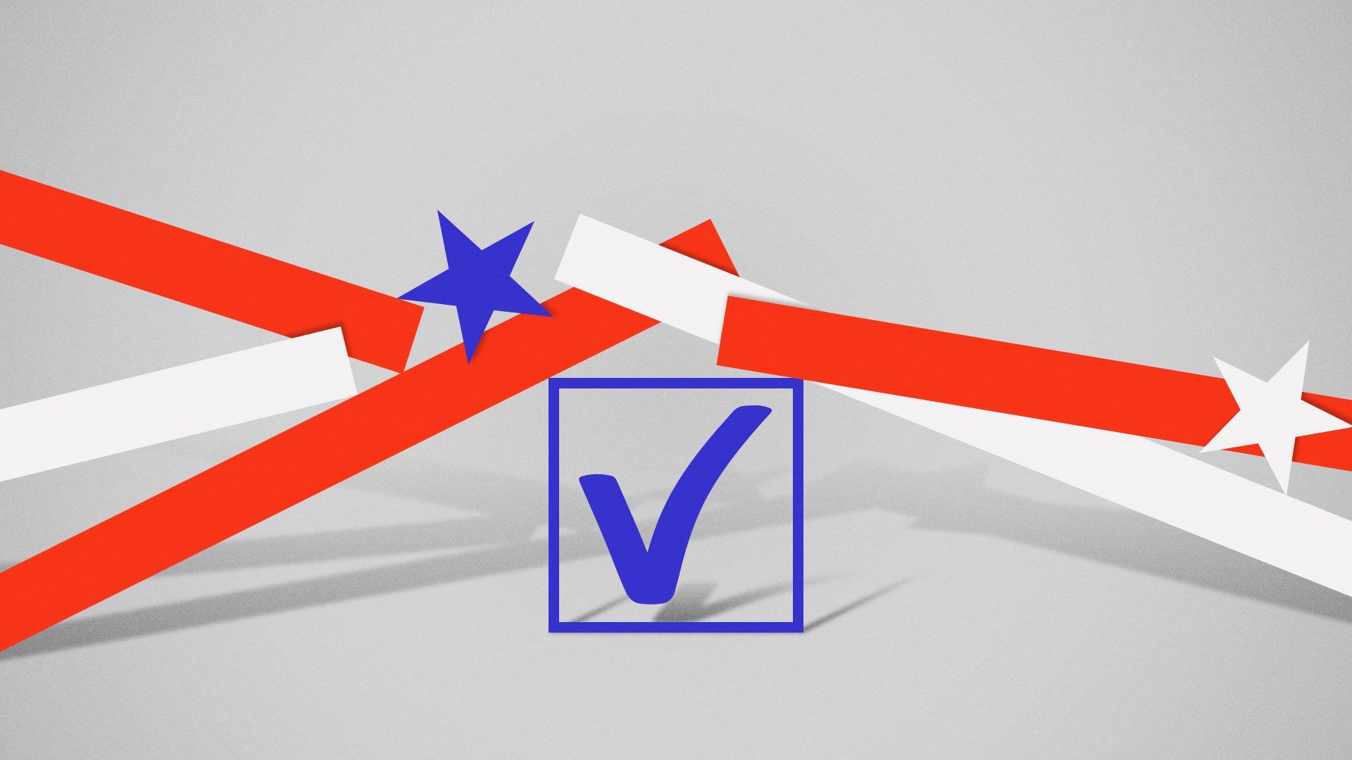 Illustration of voter checkbook crushed by stars and stripes