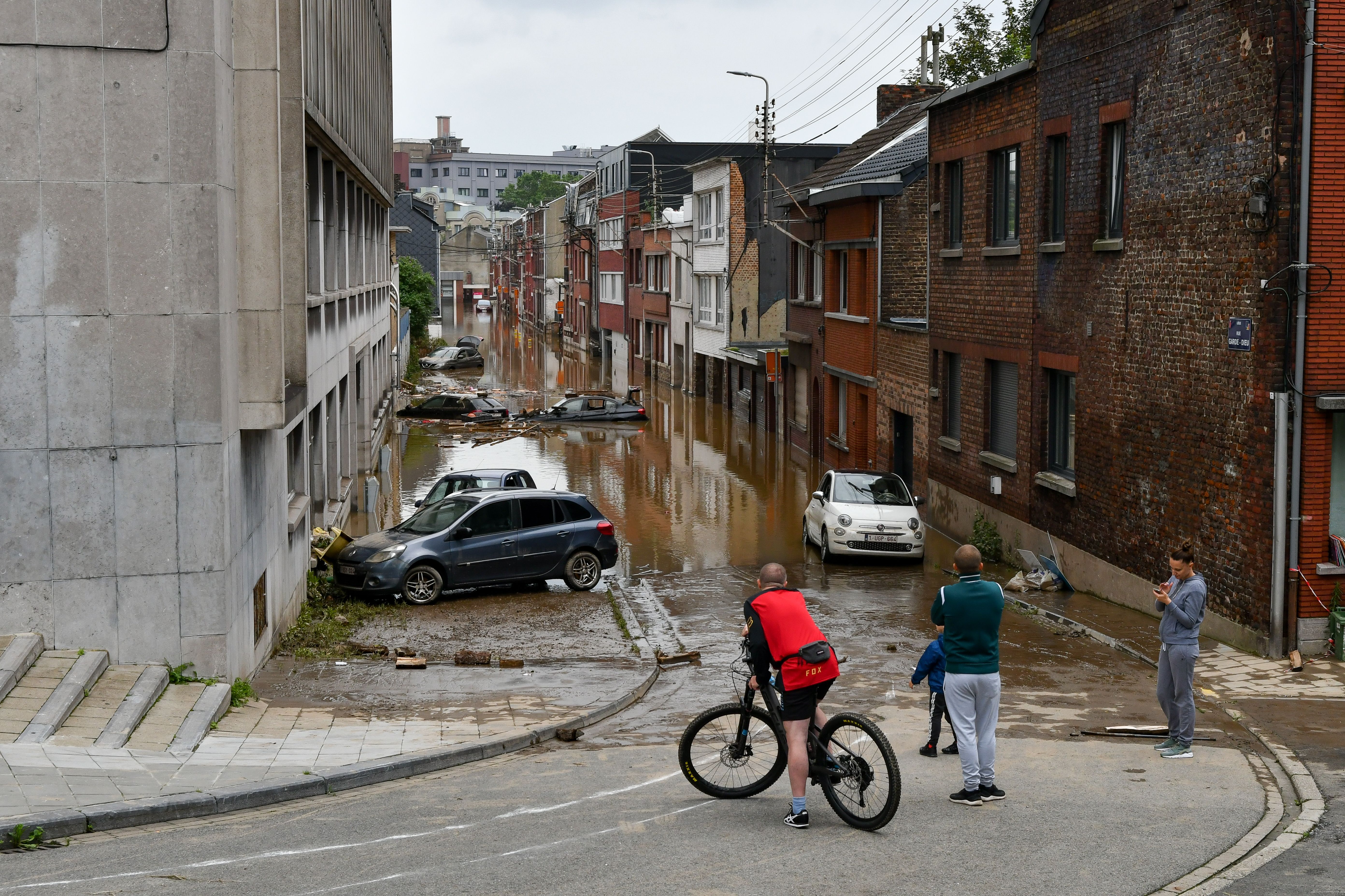 Damage caused by floods in Liege after the heavy rainfall of the past days