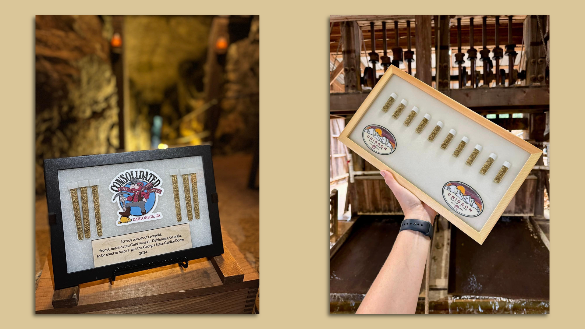 Photos of raw gold used to re-gild the State Capitol.