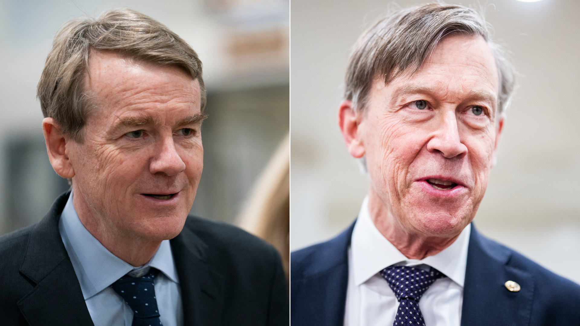 Two men in suit and ties look on. 