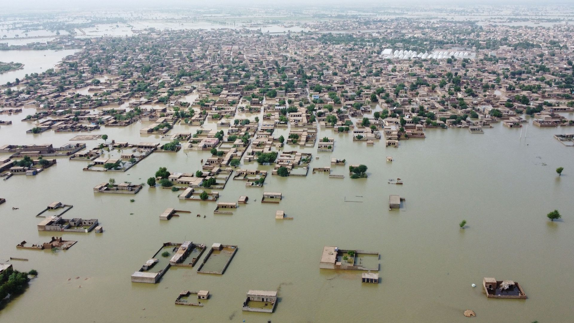 Extensive flooding seen from the air in Pakistan in late August 2022.