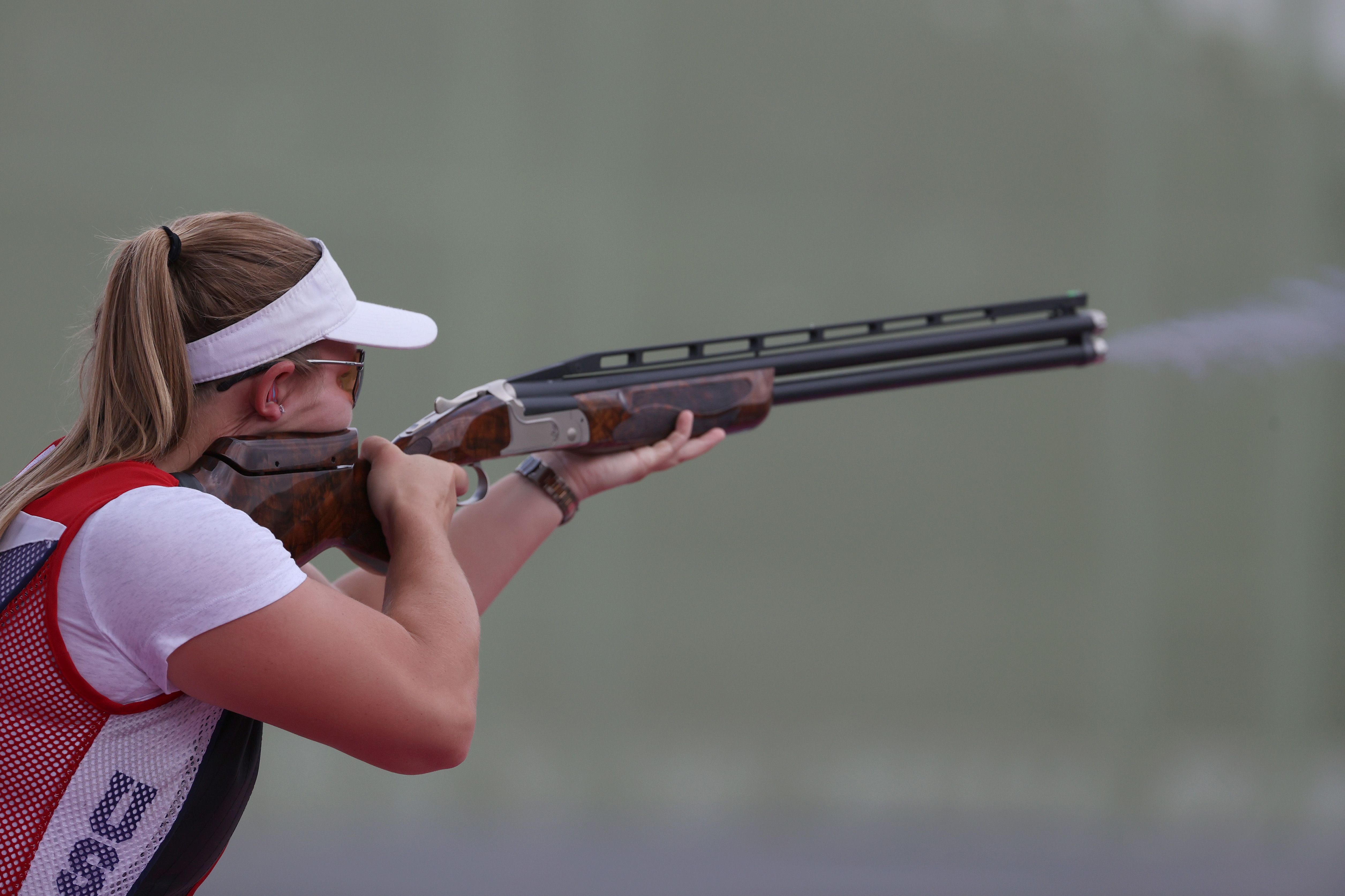 Madelynn Ann Bernau of Team USA during Trap Women's Qualification at the Olympic Games at Asaka Shooting Range on July 29 in Asaka, Saitama, Japan.