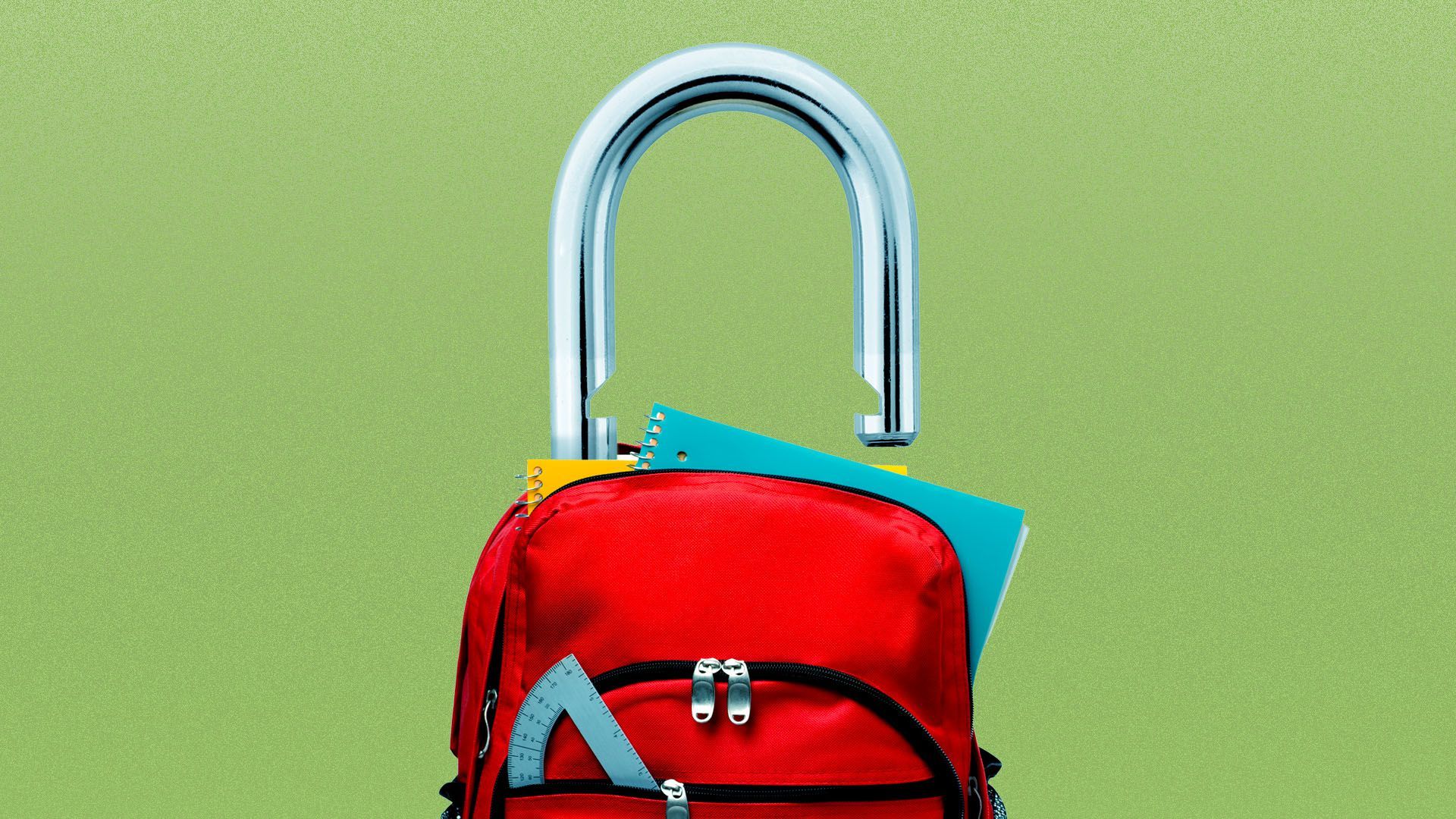 Illustration of a backpack with an open lock coming out of the top