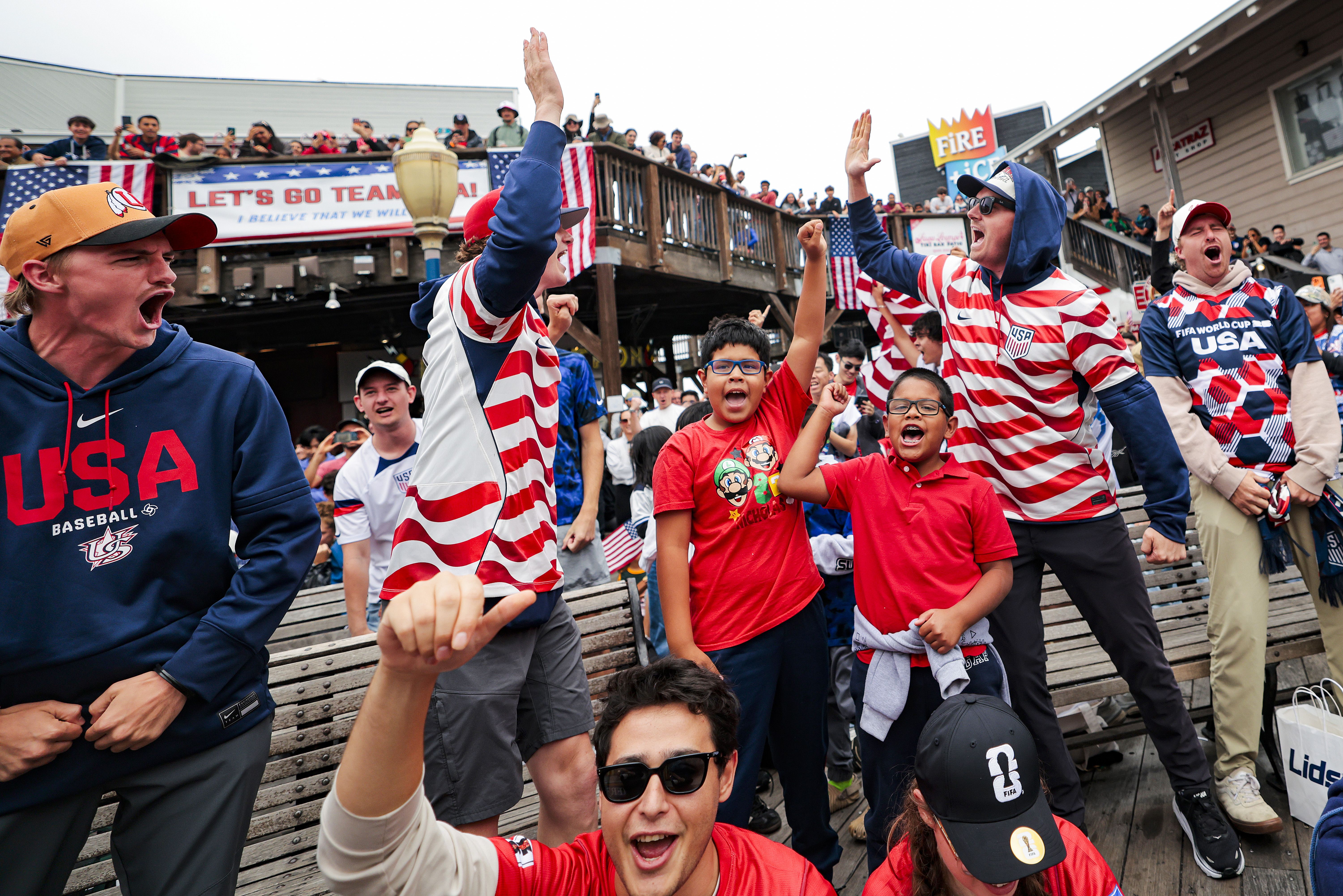 USA fans at a watch party in San Francisco on Friday. Photo: Heather Diehl/Getty Images