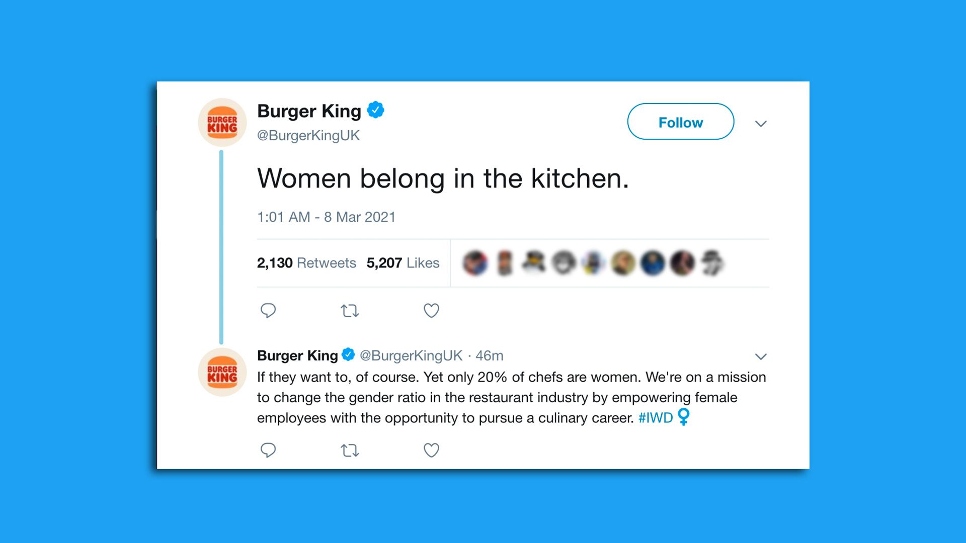 Screenshot of Burger King tweet