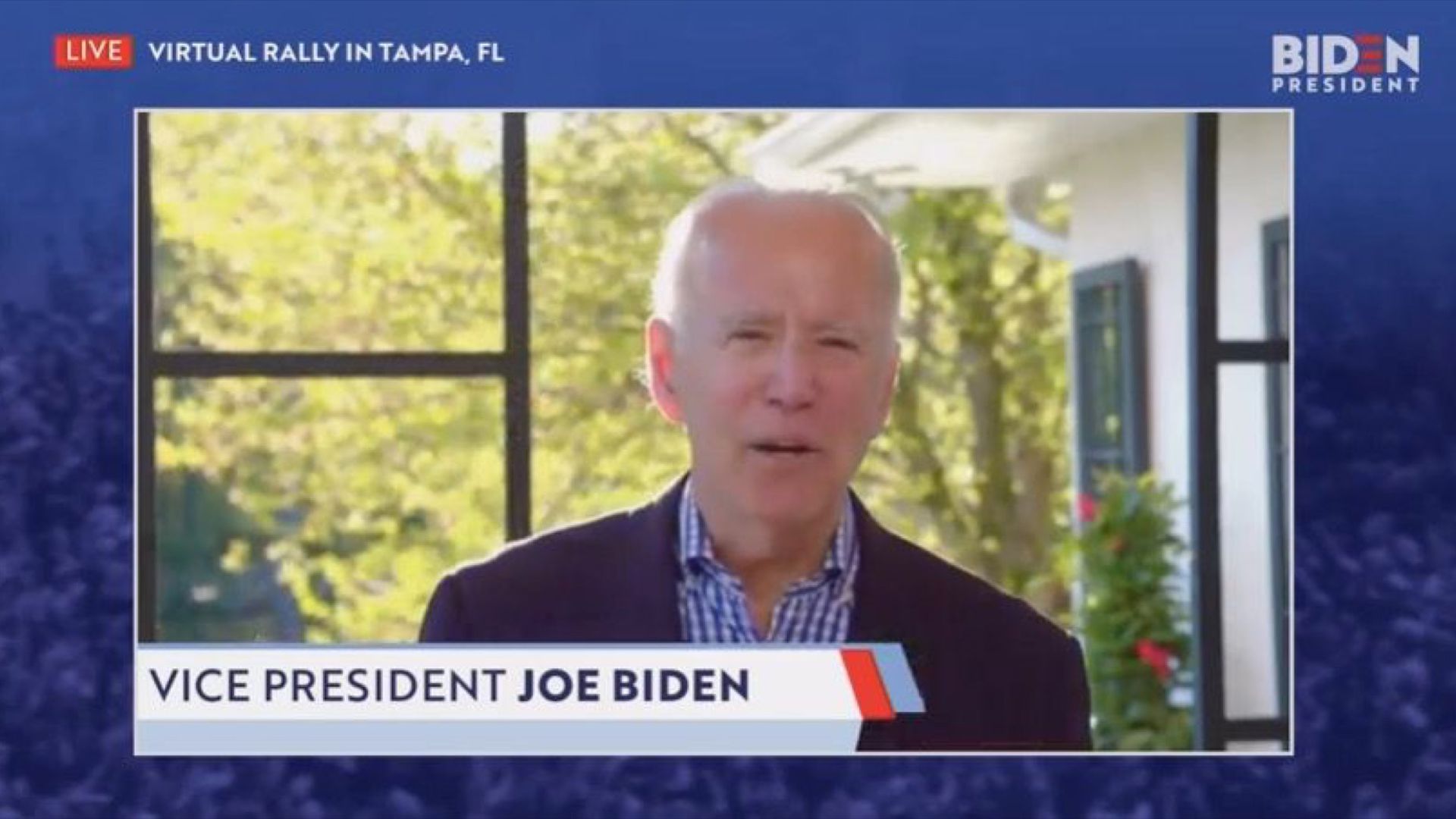 Screenshot of Biden's virtual rally in Florida.
