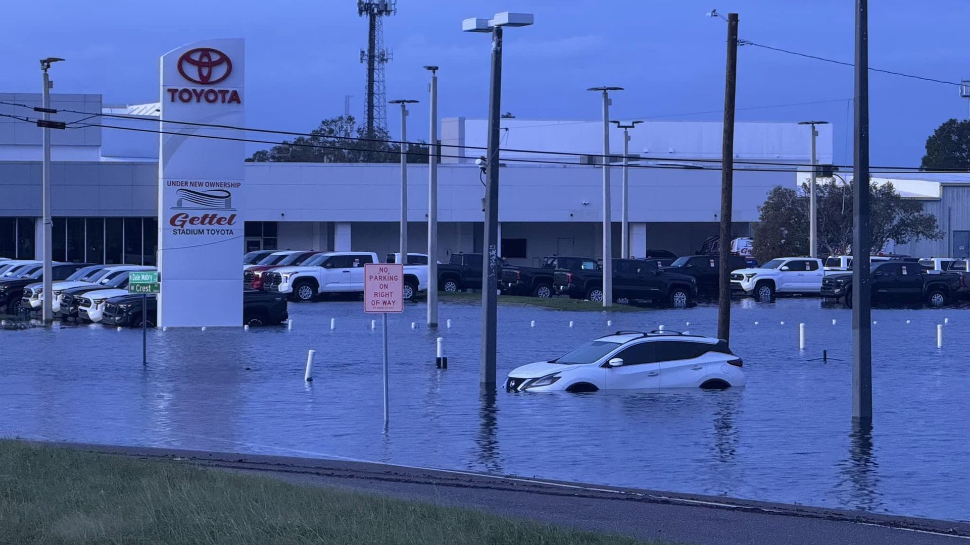 Cars are submerged in water after Hurricane Milton caused severe flooding near Hillsborough Ave and Dale Mabry in Tampa, Florida.