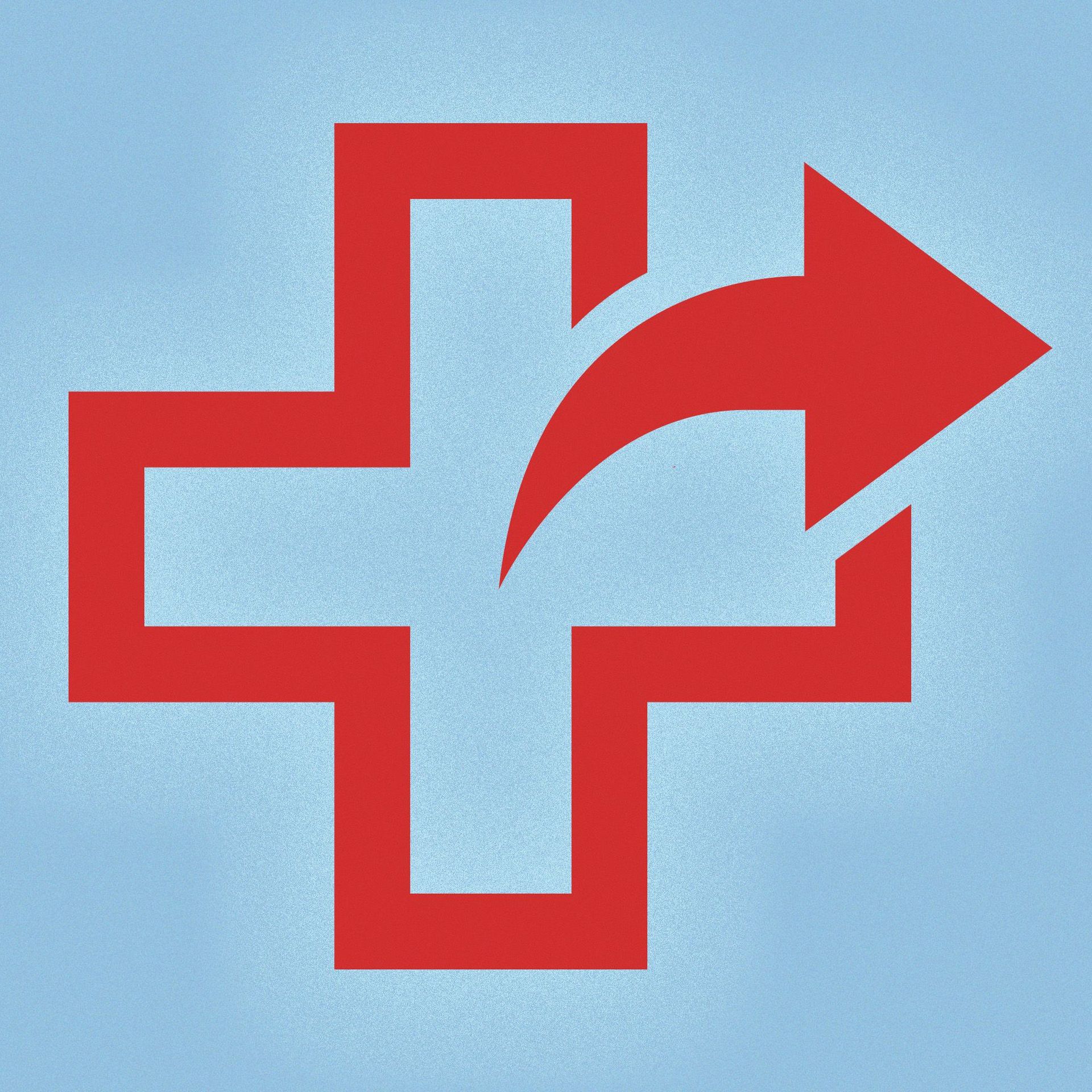 Illustration of a red cross as a share icon. 