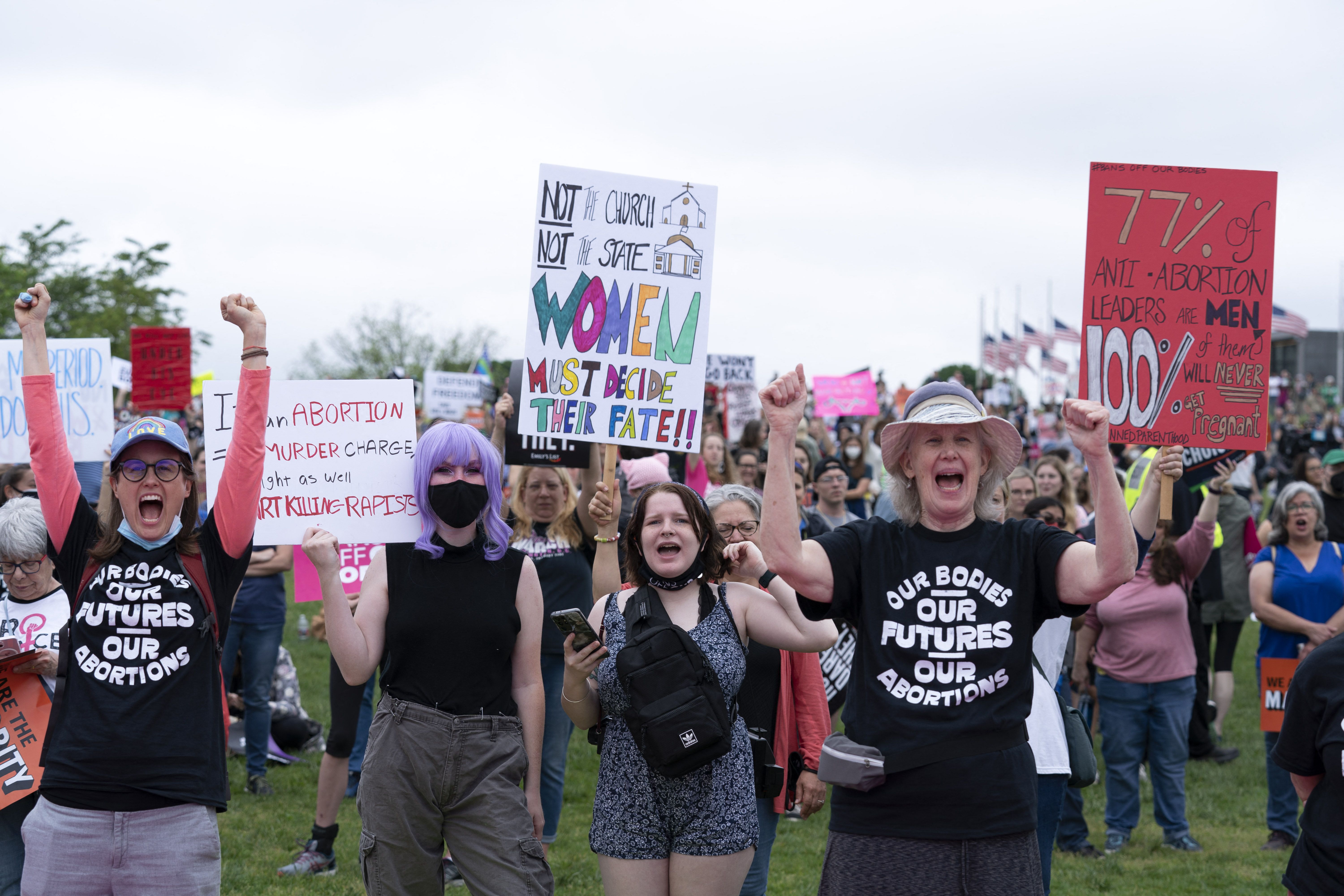 Abortion rights activist rallying at the Washington Monument on May 14.