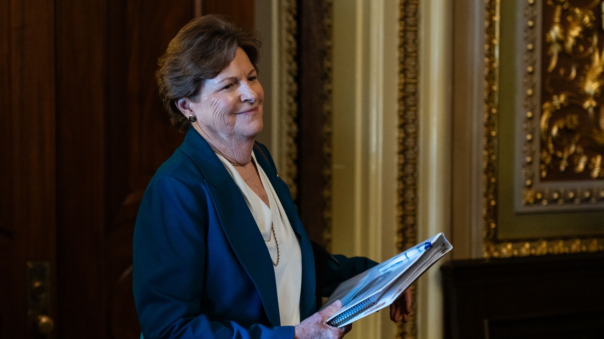 Sen. Jeanne Shaheen departs a Democratic luncheon at the U.S. Capitol on Nov. 6.