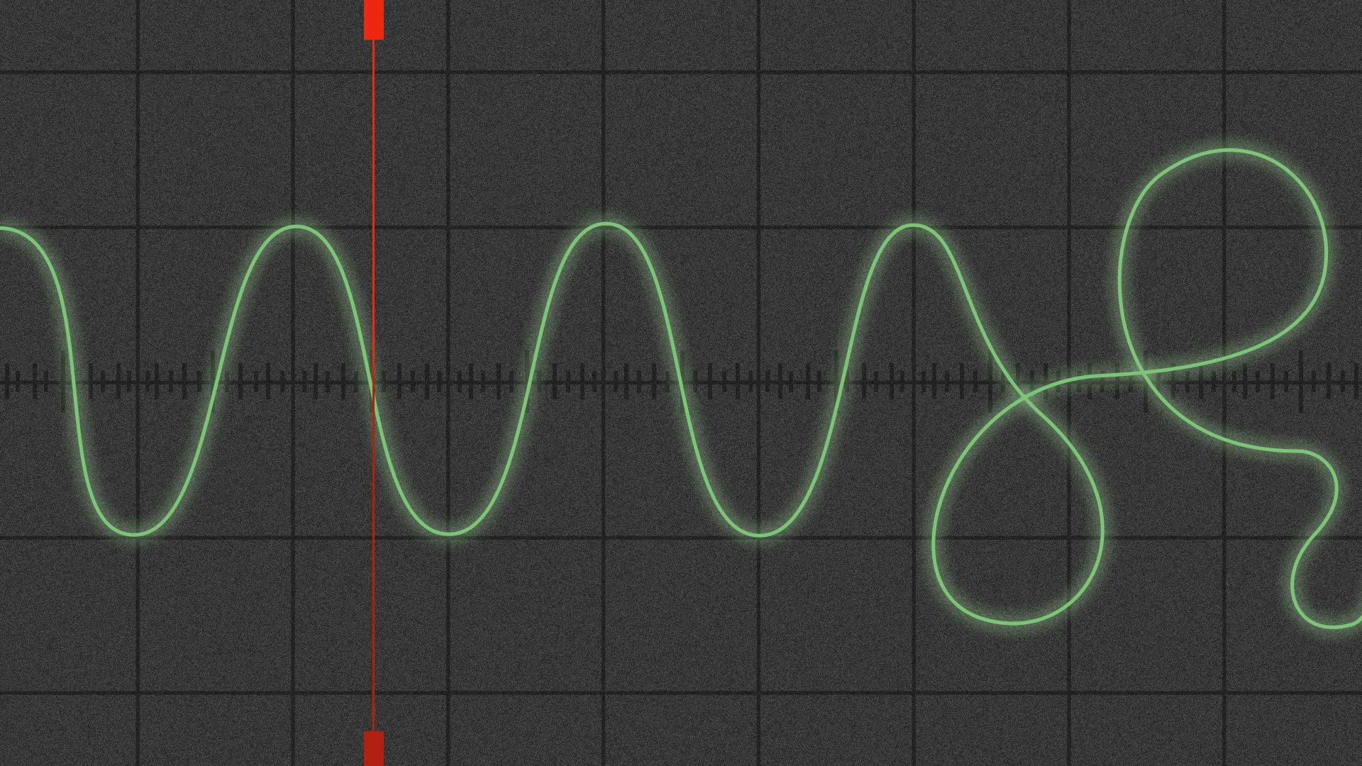Illustration of a radio wave line going berserk.