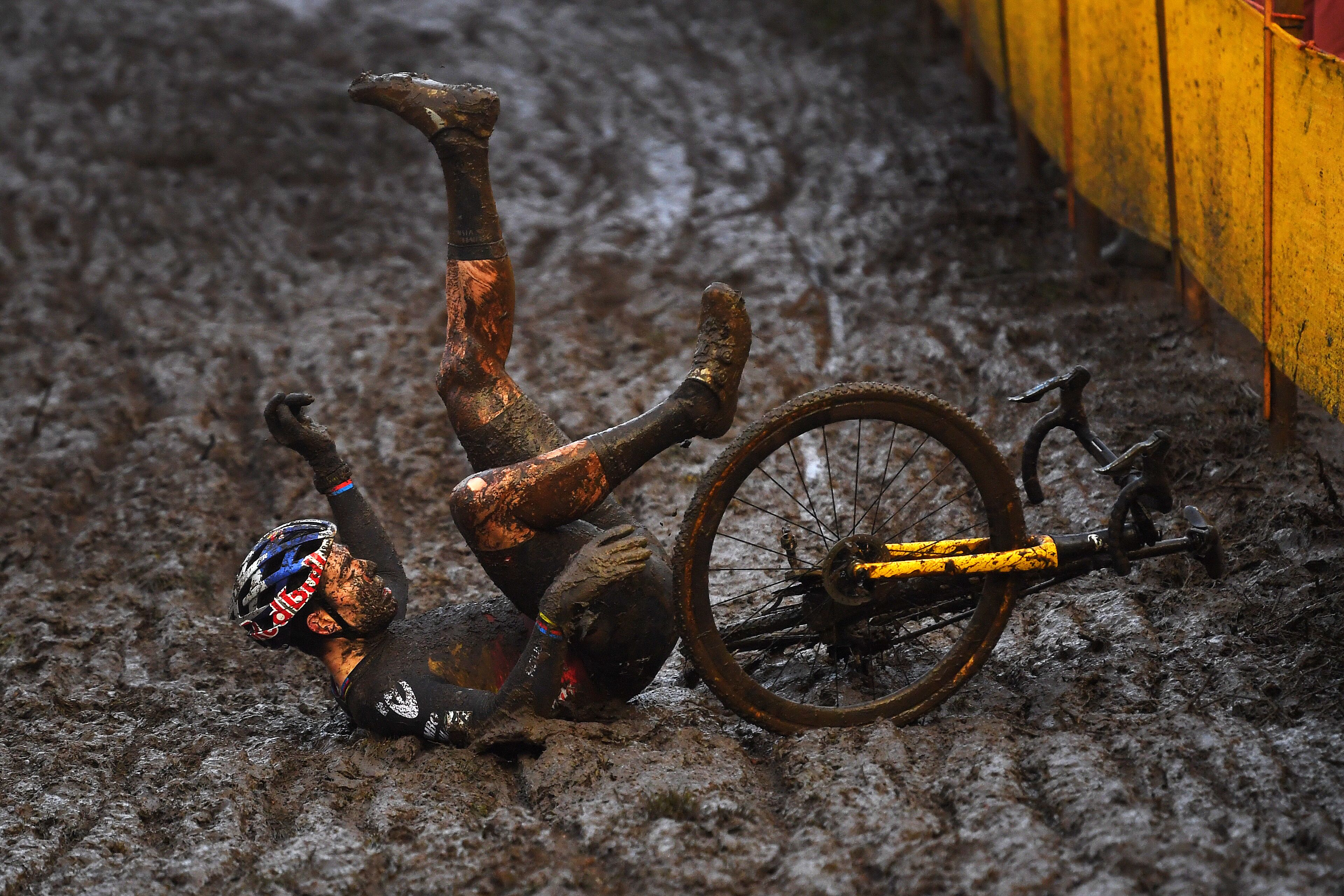 Cyclist in mud
