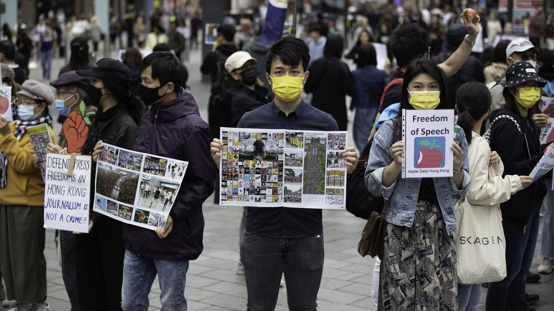 A protest in support of Apple Daily newspaper was staged outside China Embassy in London, England, June 17