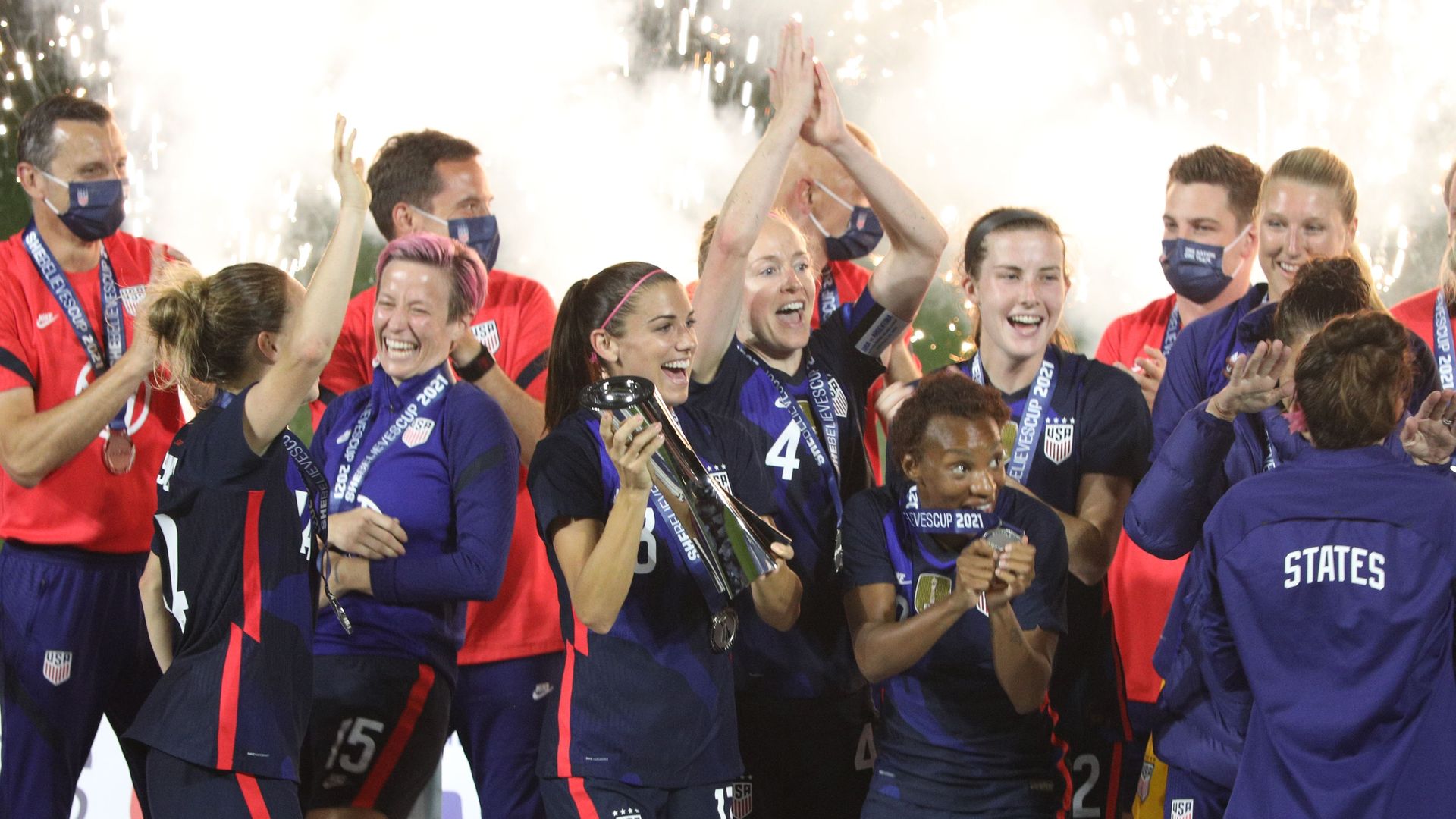 USWNT celebrating