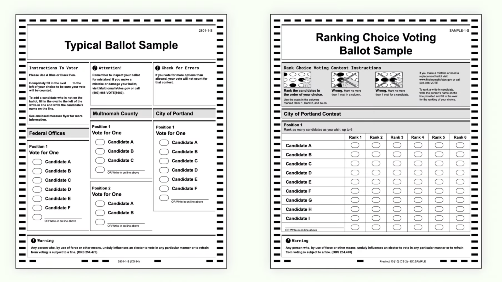 Ranked Ballot Example How ranked choice voting will work in Portland's November election ...