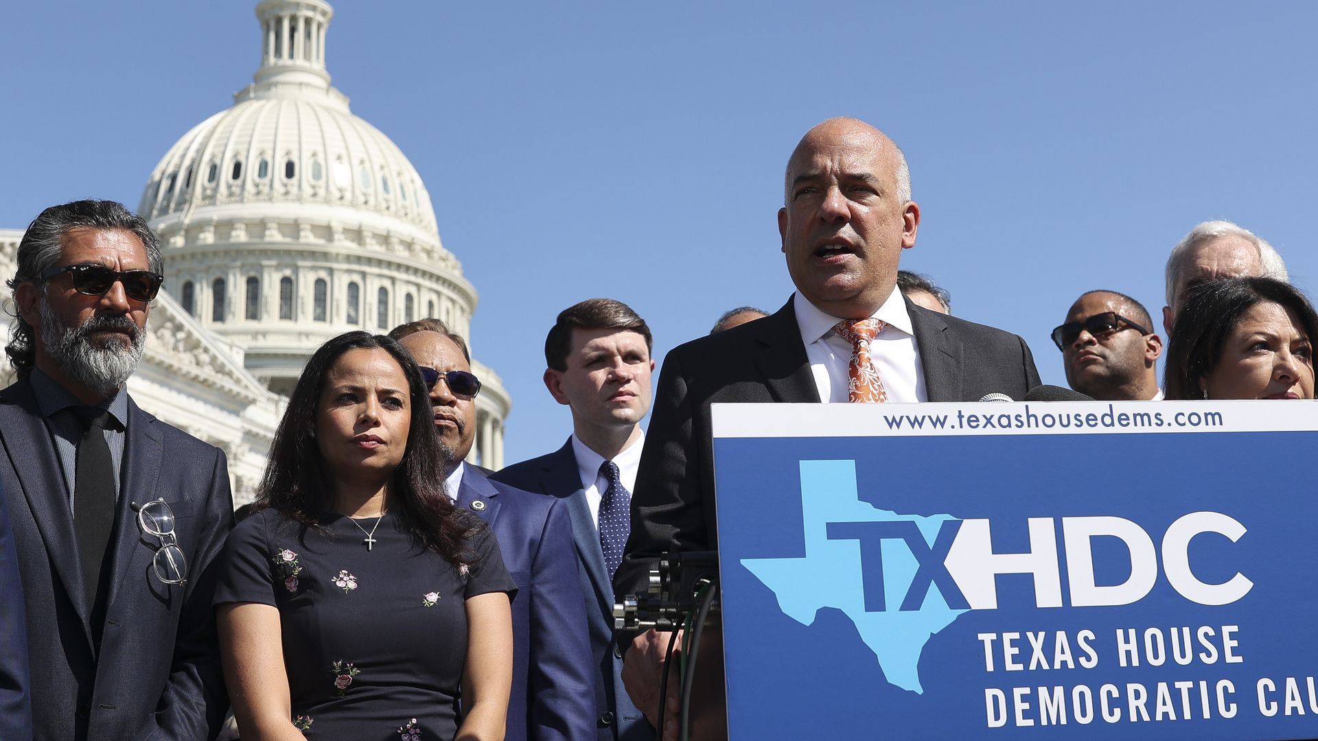 Texas House Democrats host a press conference outside the Capitol in DC