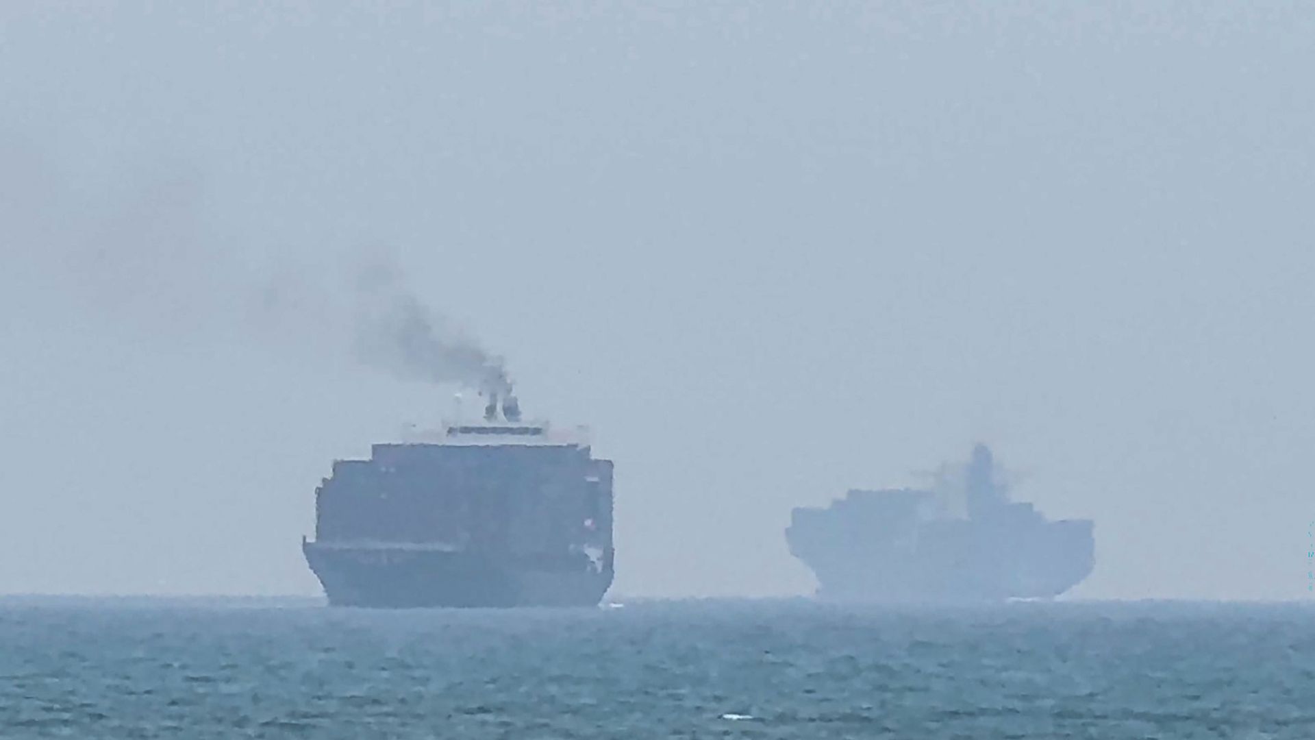 Cargo ships anchor near the Strait of Hormuz off the eastern coast of the UAE this week.
