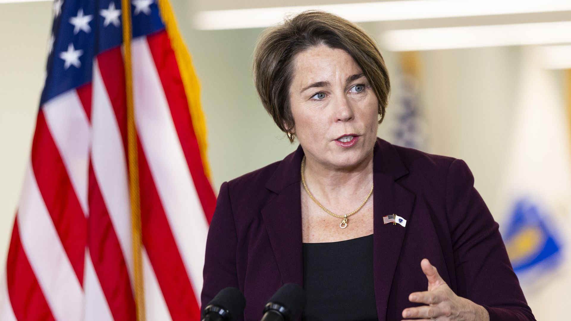Massachussetts Gov. Maura Healey speaks at a press conference