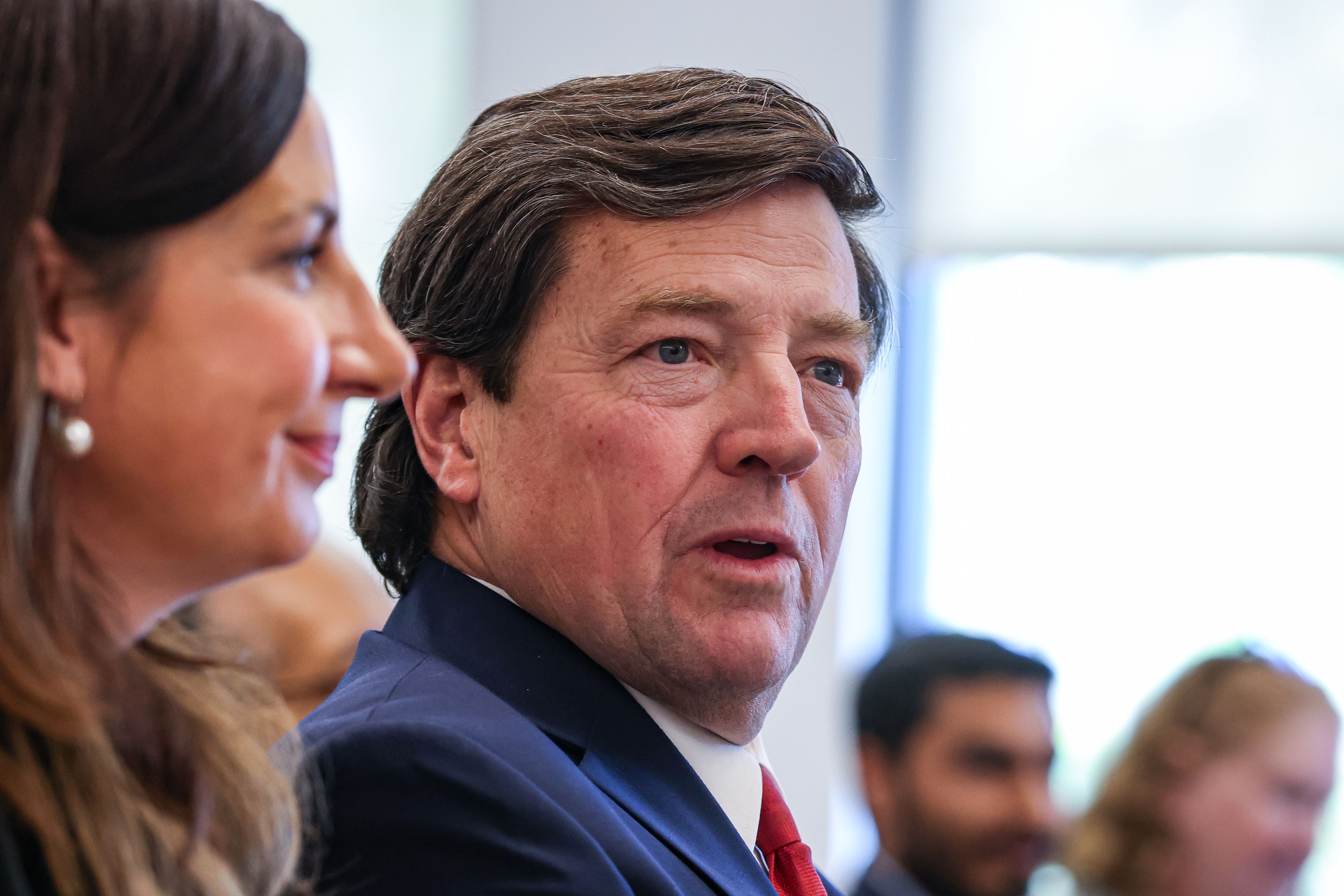 : Interim United States Attorney for the District of Columbia Edward Martin attends an Anacostia Coordinating Council monthly meeting at Martha's Table in Washington, DC on March 25, 2025.