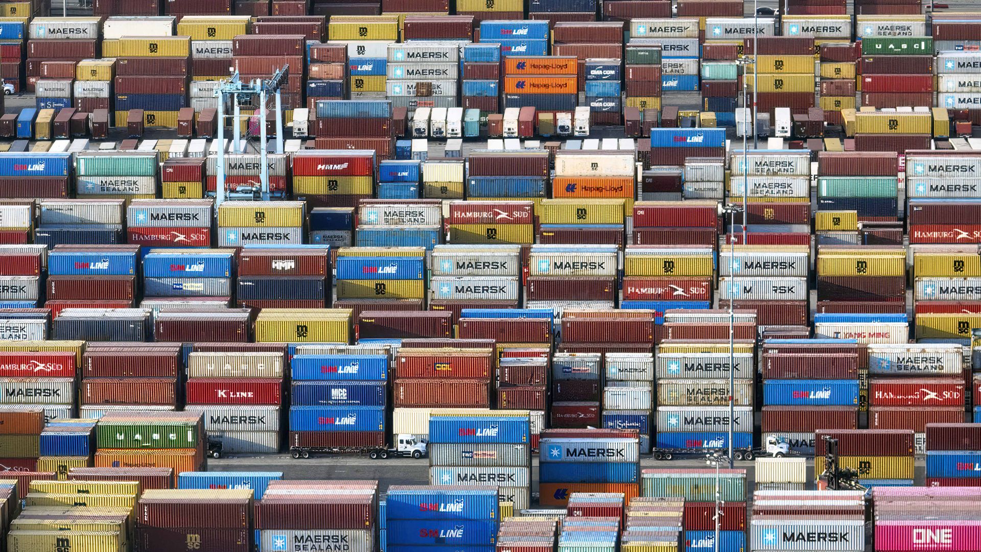 Containers are stacked up on Terminal Island in the Port of Long Beach in Long Beach, CA, on Monday, November 15, 2021. (Photo by Jeff Gritchen/MediaNews Group/Orange County Register via Getty Images)